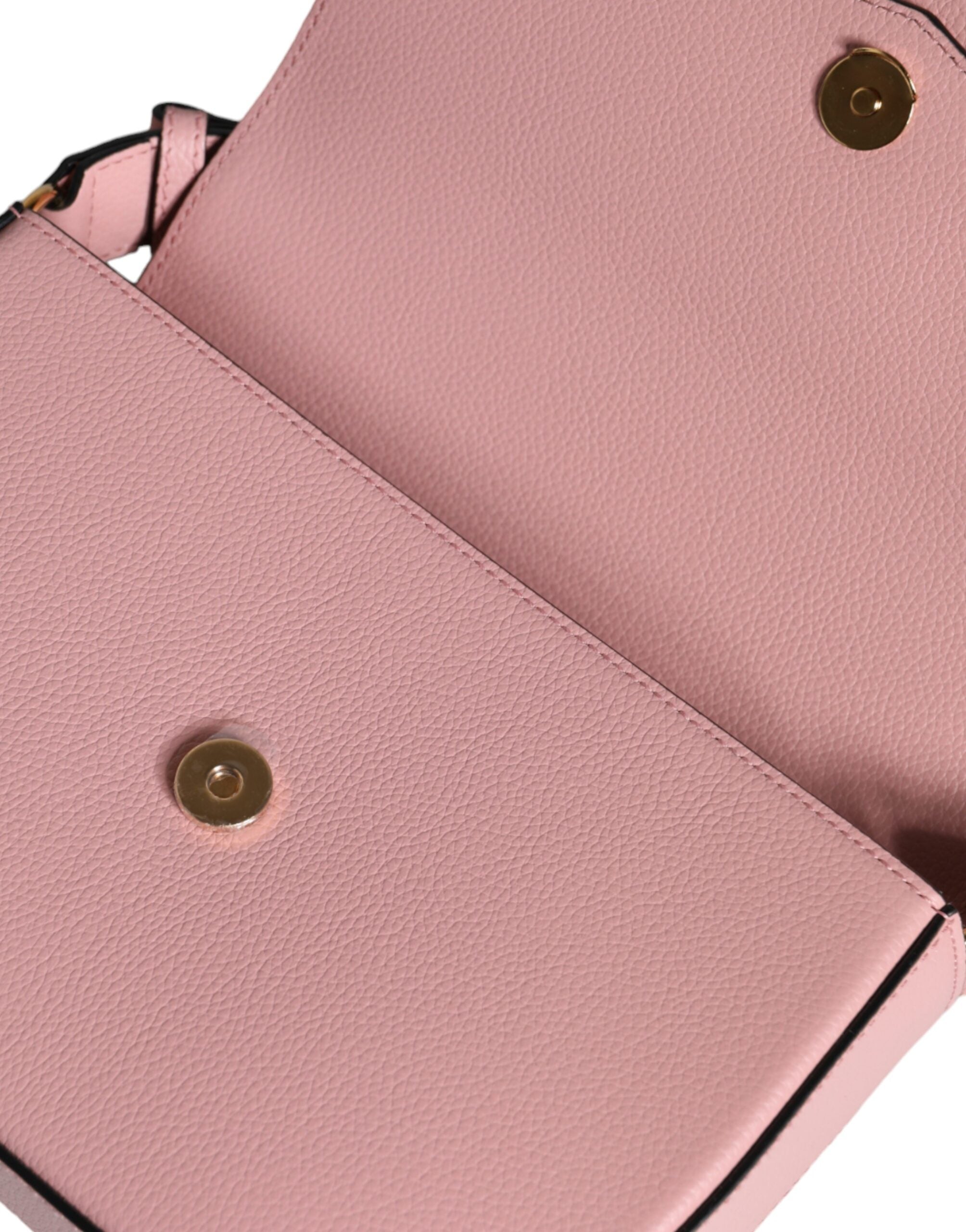 Sac bandoulière Versace en cuir de veau grainé rose avec logo