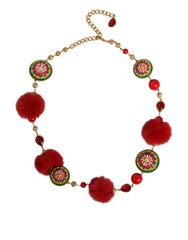 Ceinture Torero Dolce &amp; Gabbana en laiton doré, fourrure rouge et cristaux