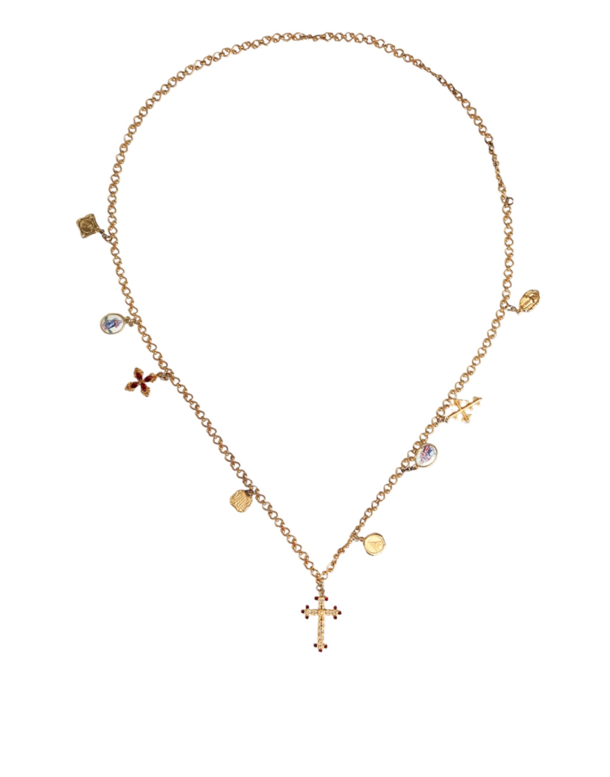 Collier pendentif croix religieuse Dolce &amp; Gabbana en laiton doré