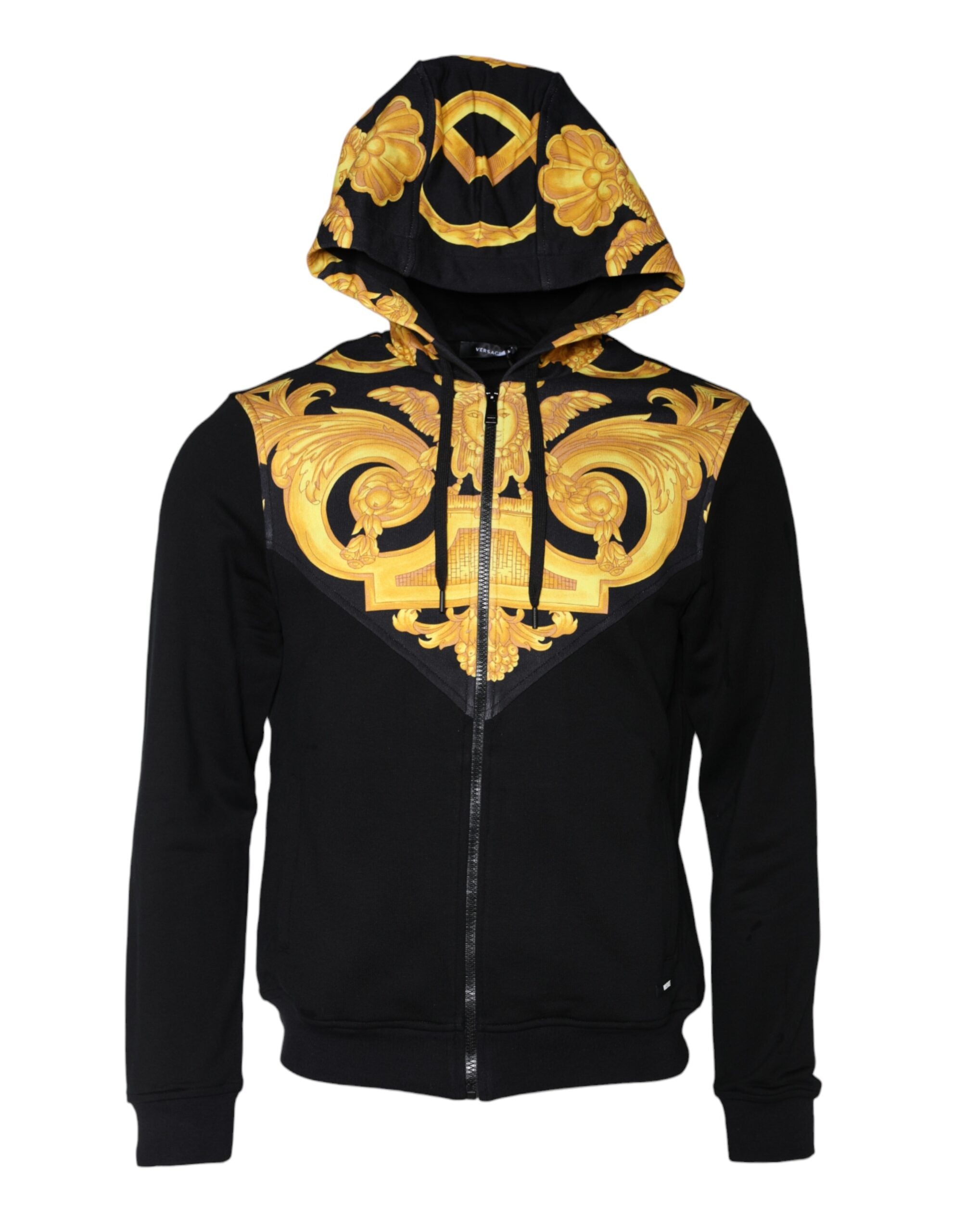 Sweat à capuche zippé Versace noir imprimé Méduse en coton