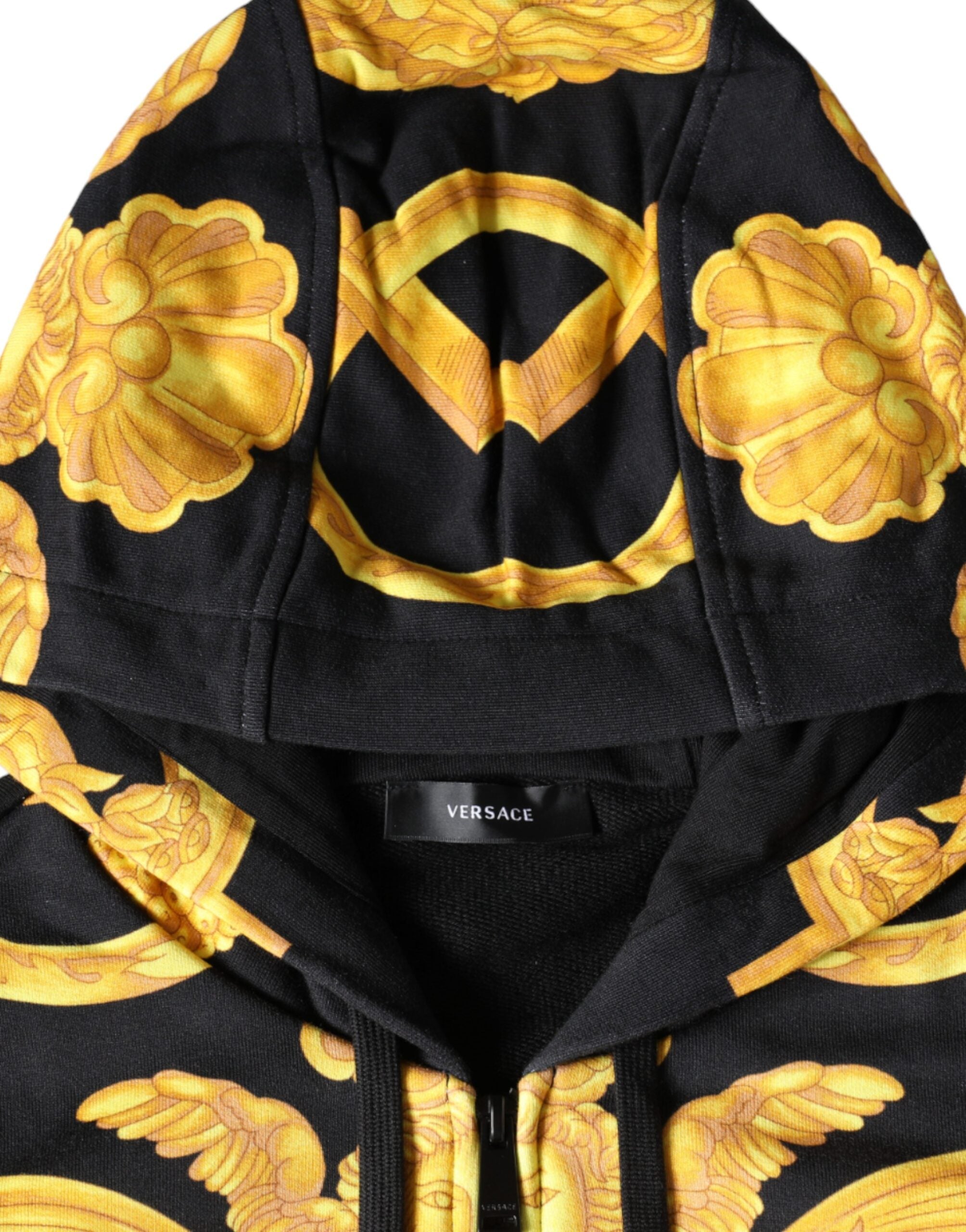 Sweat à capuche zippé Versace noir imprimé Méduse en coton