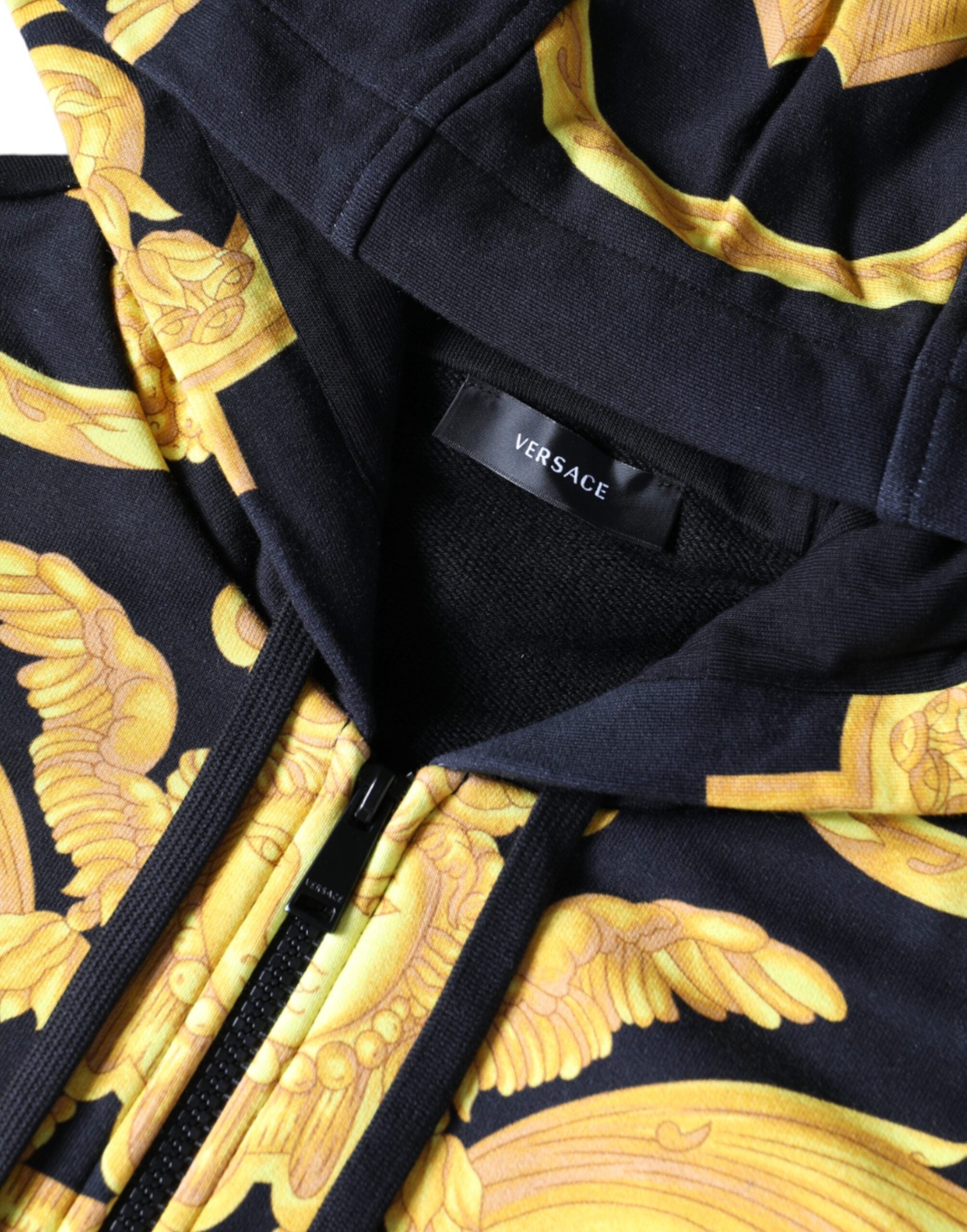 Sweat à capuche zippé Versace noir imprimé Méduse en coton