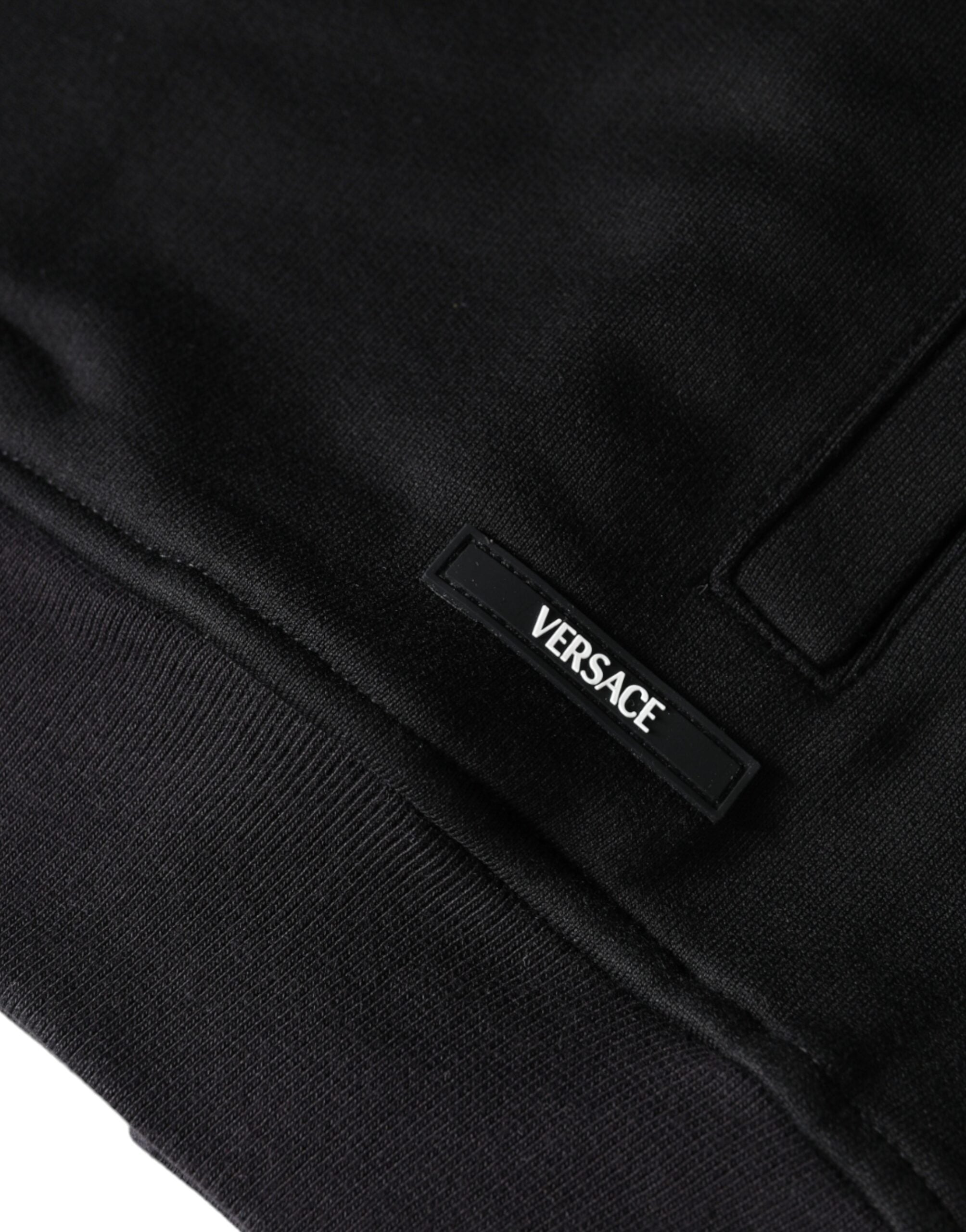 Sweat à capuche zippé Versace noir imprimé Méduse en coton