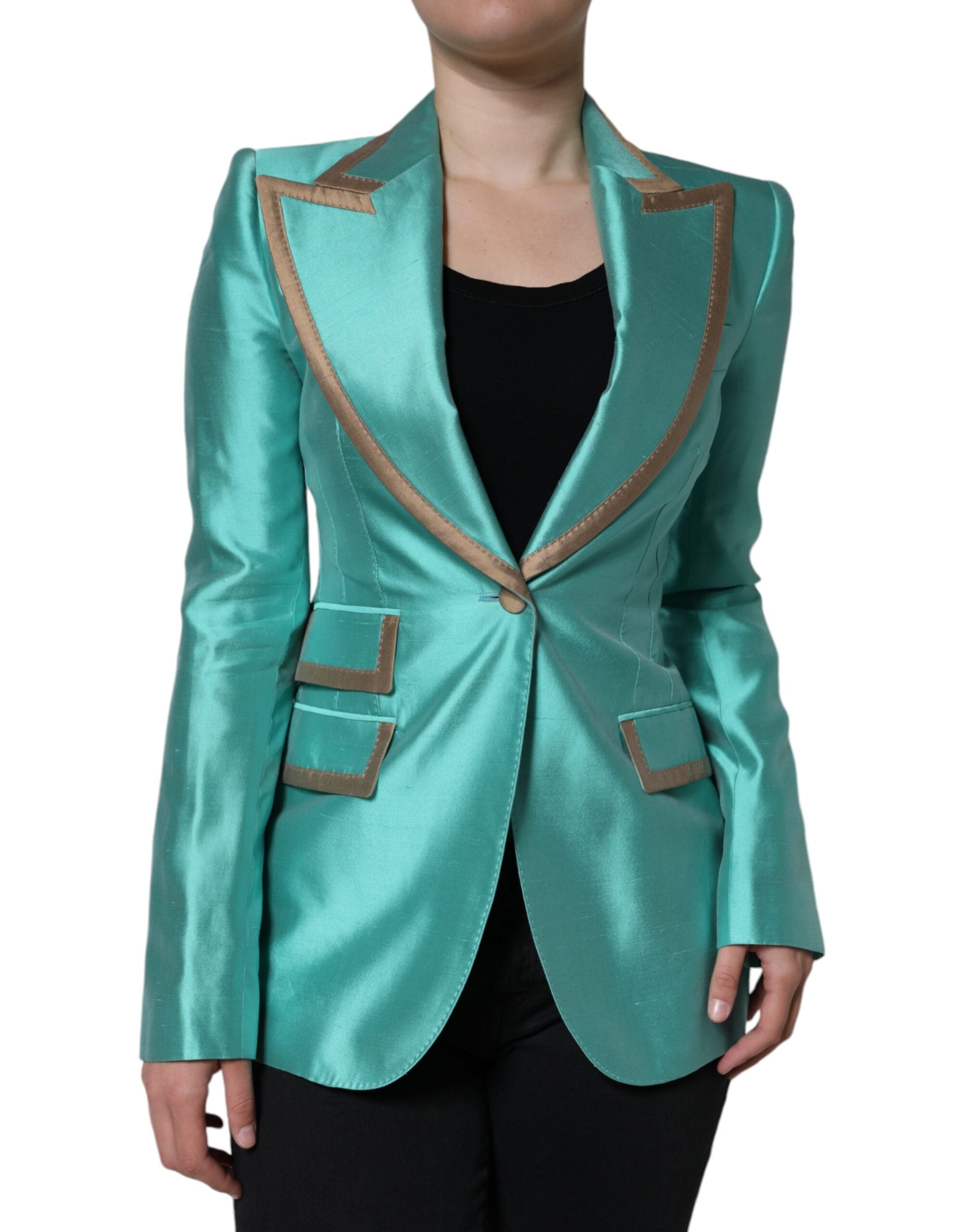Dolce &amp; Gabbana Metallic-grüner, einreihiger Blazer