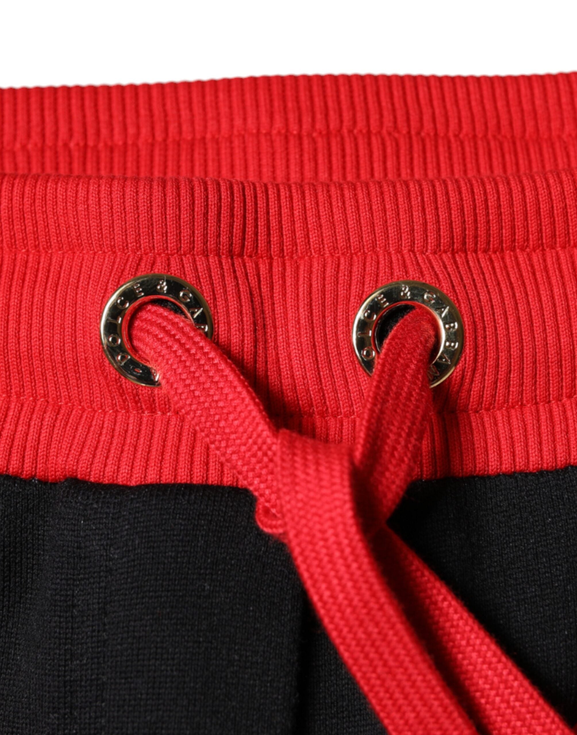 Dolce &amp; Gabbana Jogginghose in Schwarz, Rot und Kirschrot mit mittelhohem Bund