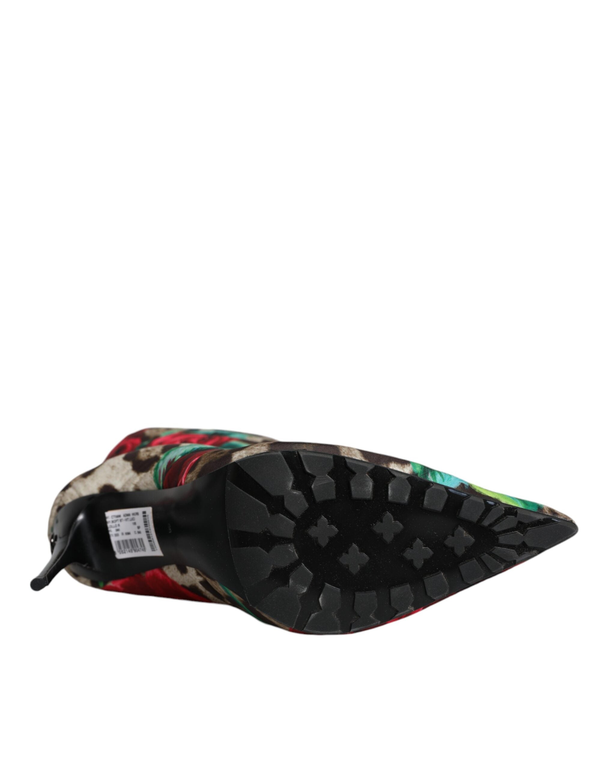 Dolce &amp; Gabbana Mehrfarbige Leoparden-Rosen-Stiefel bis zur Wade