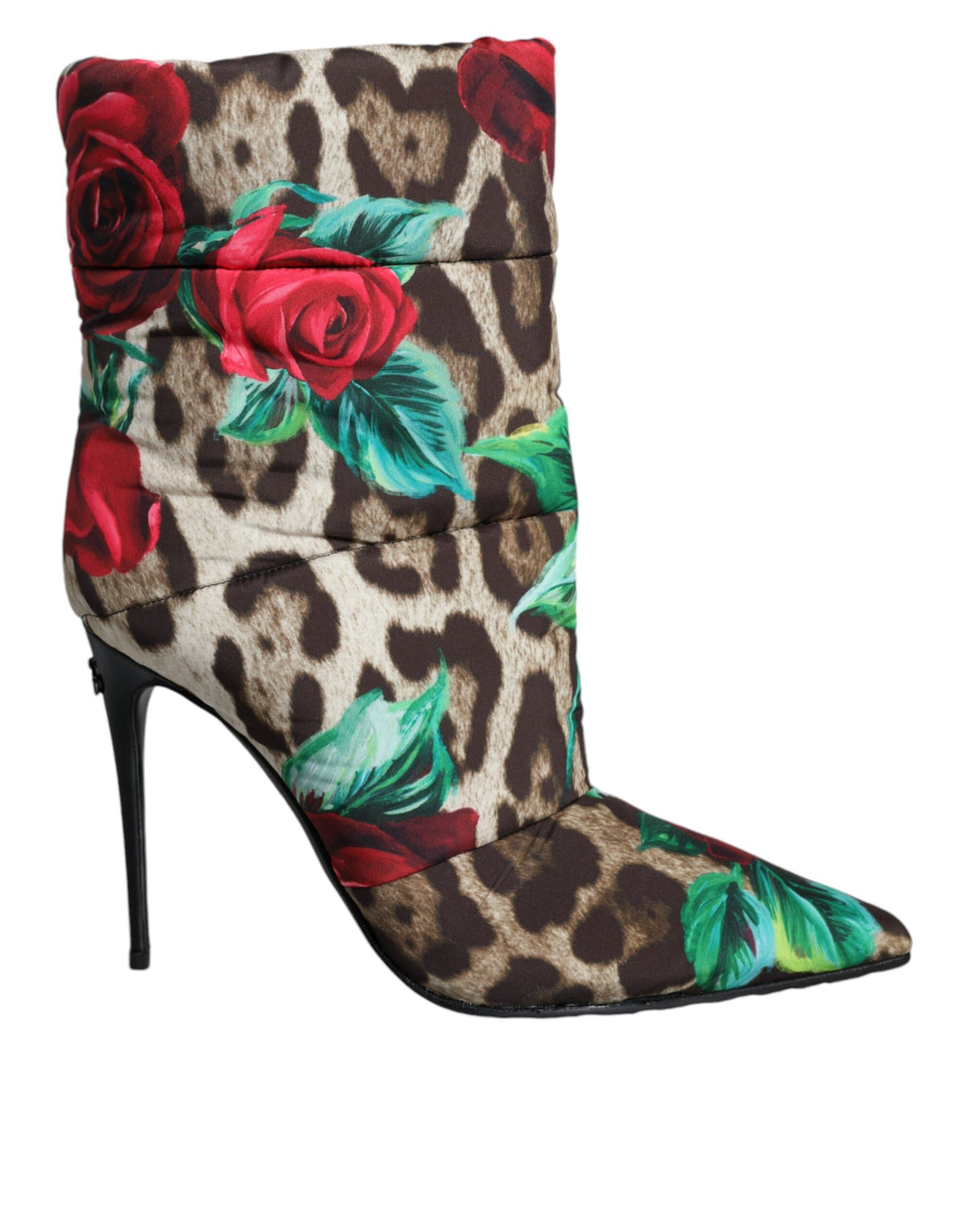 Dolce &amp; Gabbana Mehrfarbige Leoparden-Rosen-Stiefel bis zur Wade