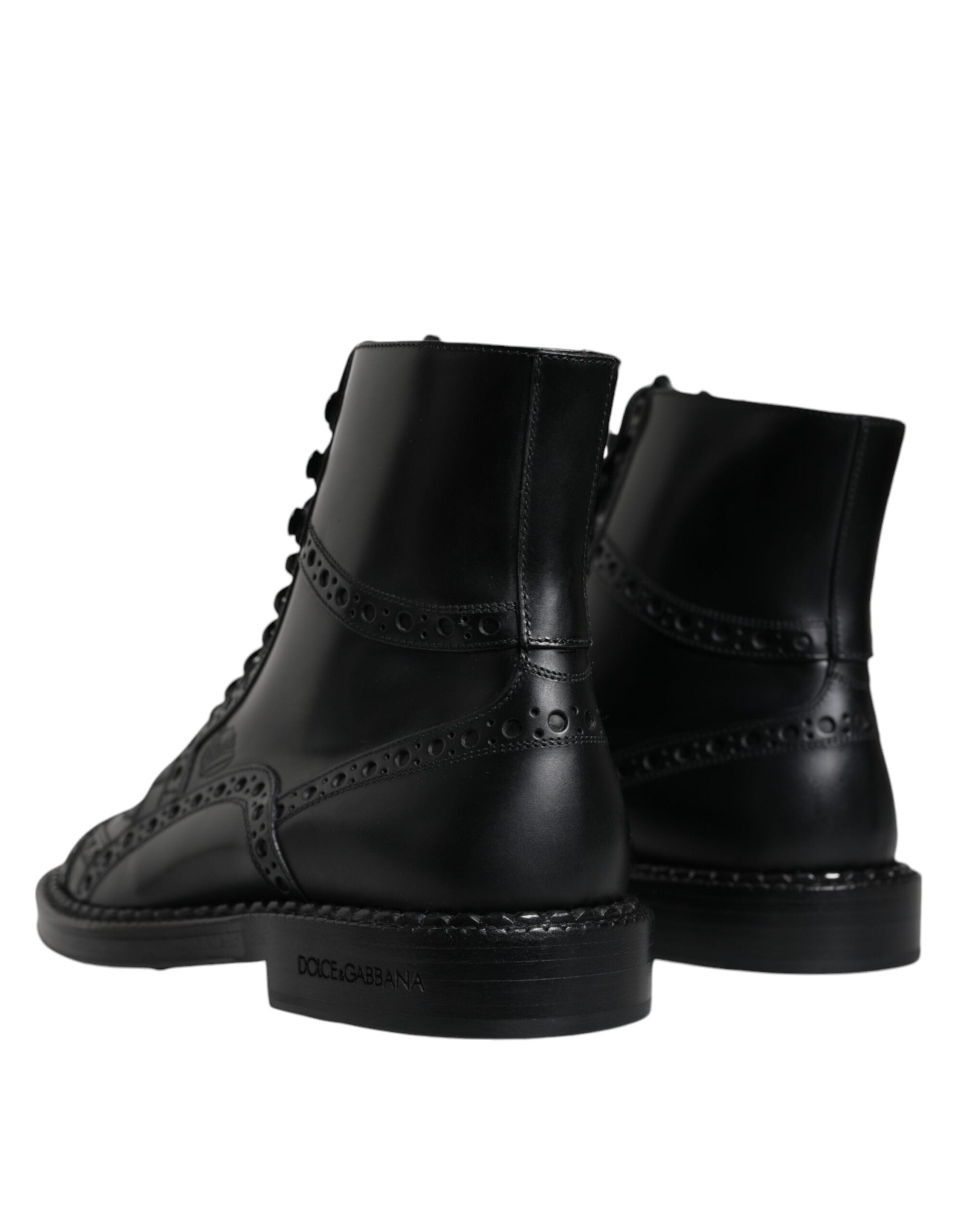 Bottes Dolce &amp; Gabbana en cuir noir à lacets mi-mollet