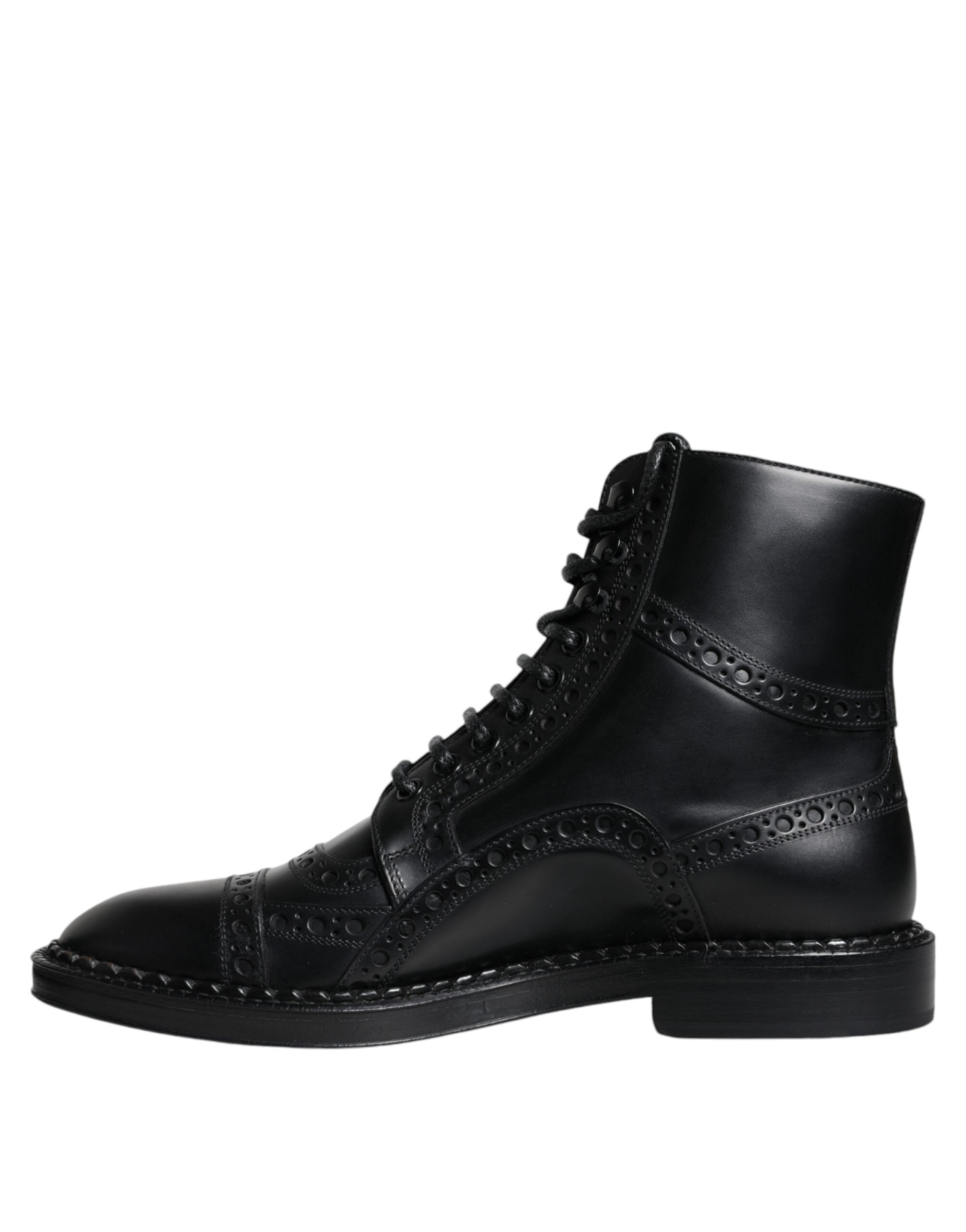 Bottes Dolce &amp; Gabbana en cuir noir à lacets mi-mollet