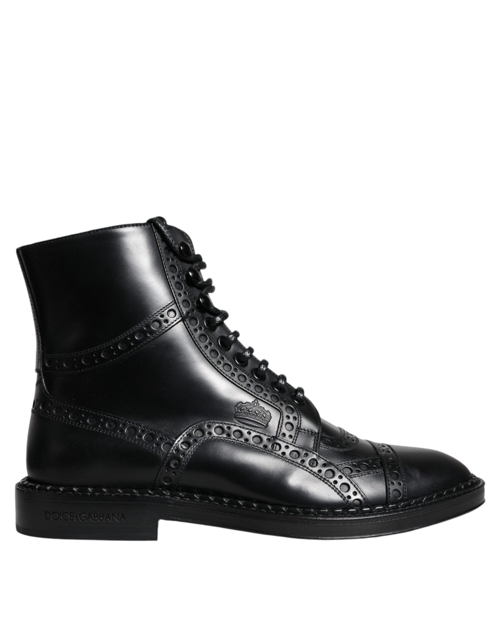 Bottes Dolce &amp; Gabbana en cuir noir à lacets mi-mollet