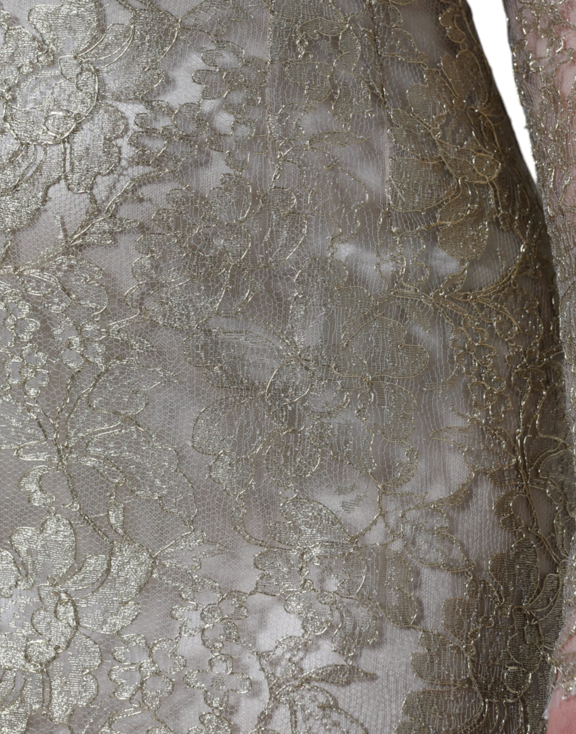 Dolce &amp; Gabbana Minikleid aus goldfarbenem Etuikleid mit floraler Spitze in A-Linie