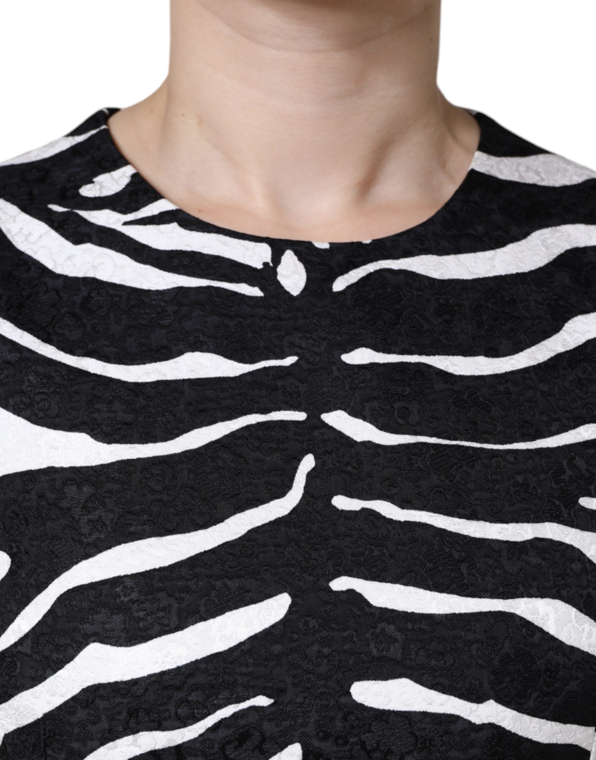 Dolce &amp; Gabbana Schwarzes und weißes Zebra-Minikleid in A-Linie