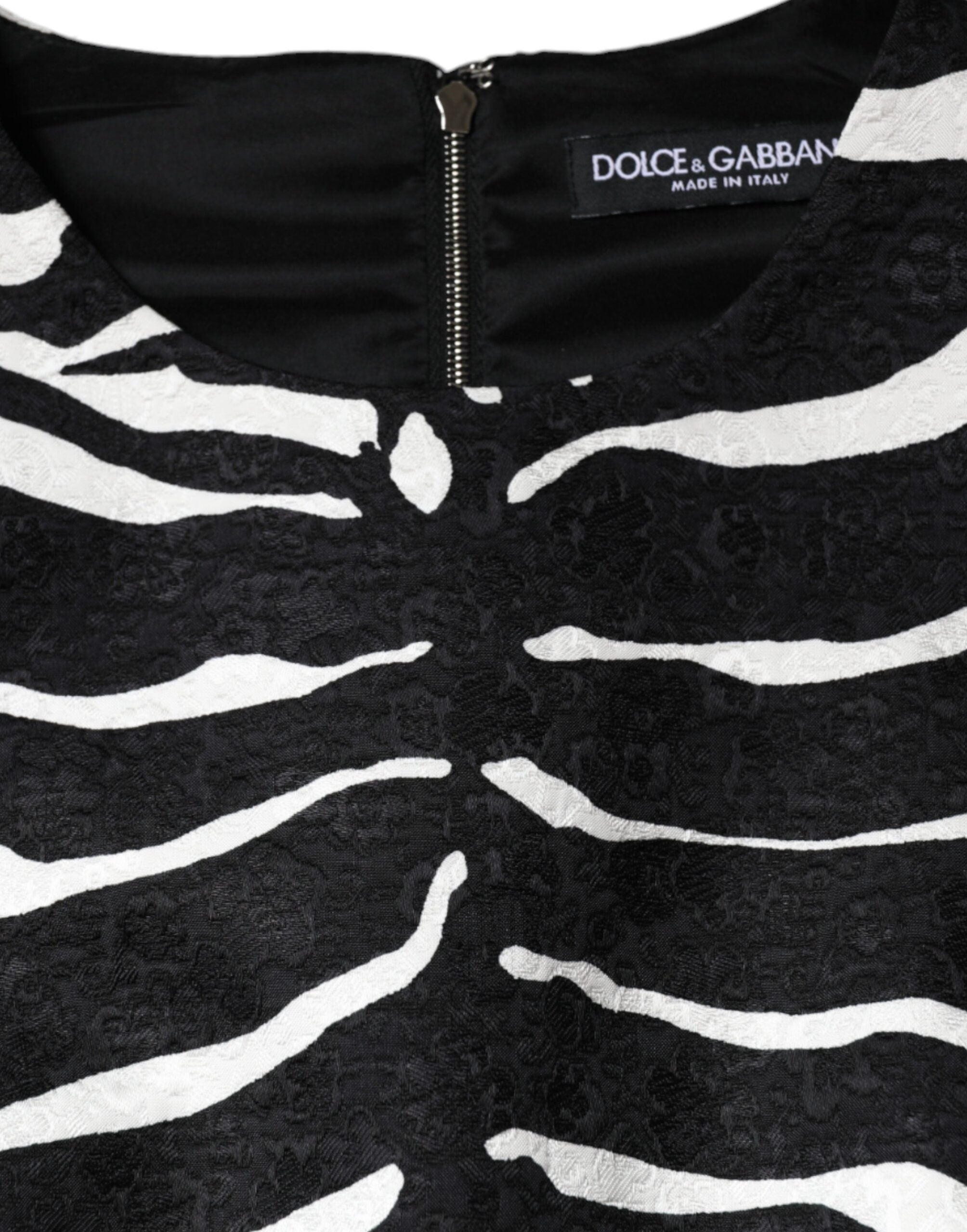 Dolce &amp; Gabbana Schwarzes und weißes Zebra-Minikleid in A-Linie
