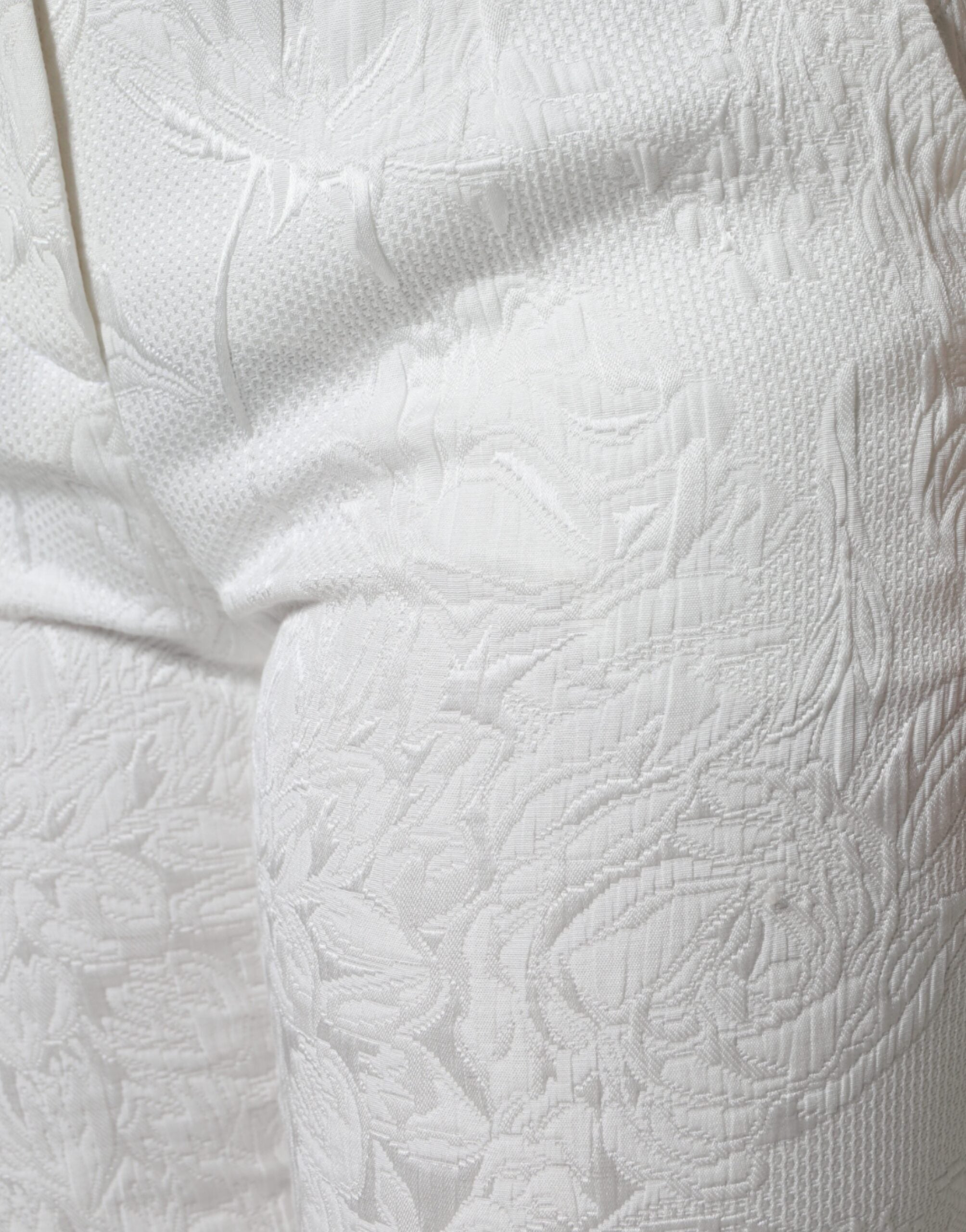 Dolce &amp; Gabbana Weiße, geblümte Brokat-Baumwollhose (Cropped)