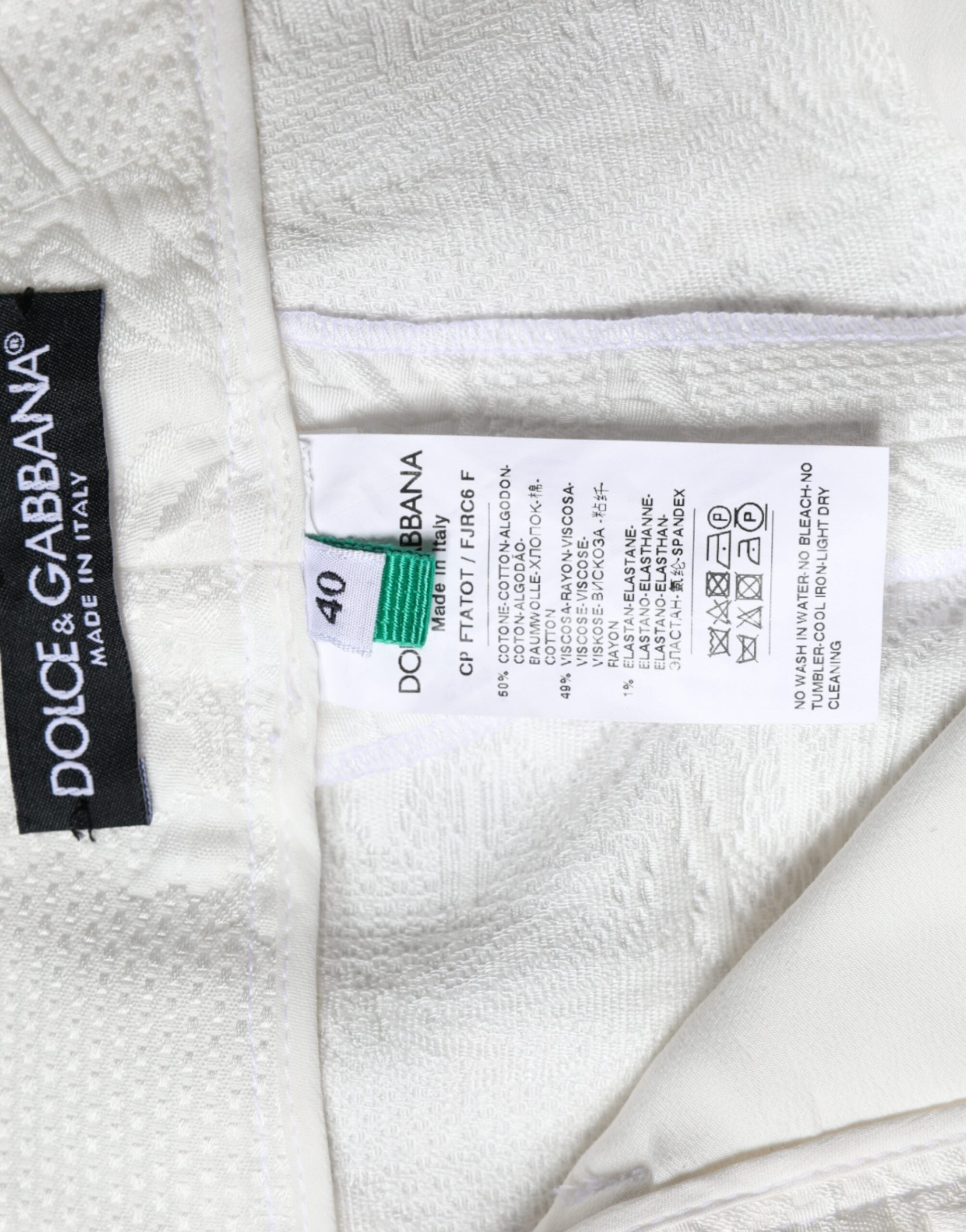 Dolce &amp; Gabbana Weiße, geblümte Brokat-Baumwollhose (Cropped)