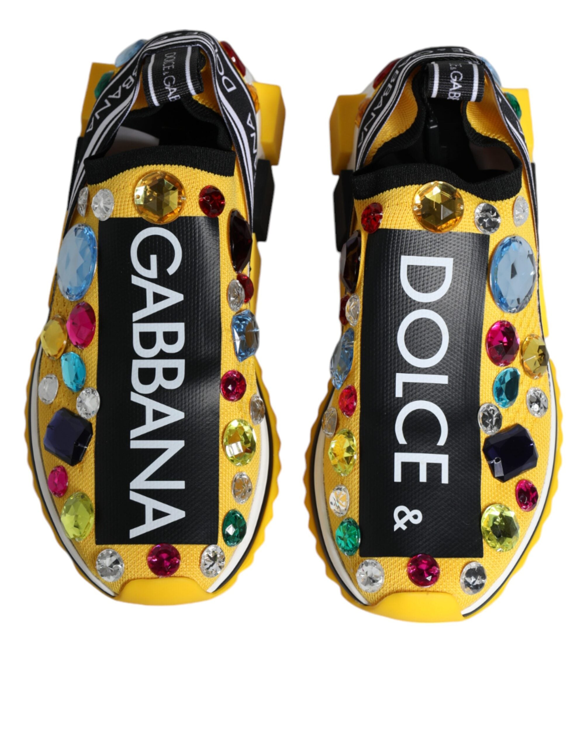 Dolce &amp; Gabbana Gelbe Sorrento Kristalle Low Top Sneakers Schuhe