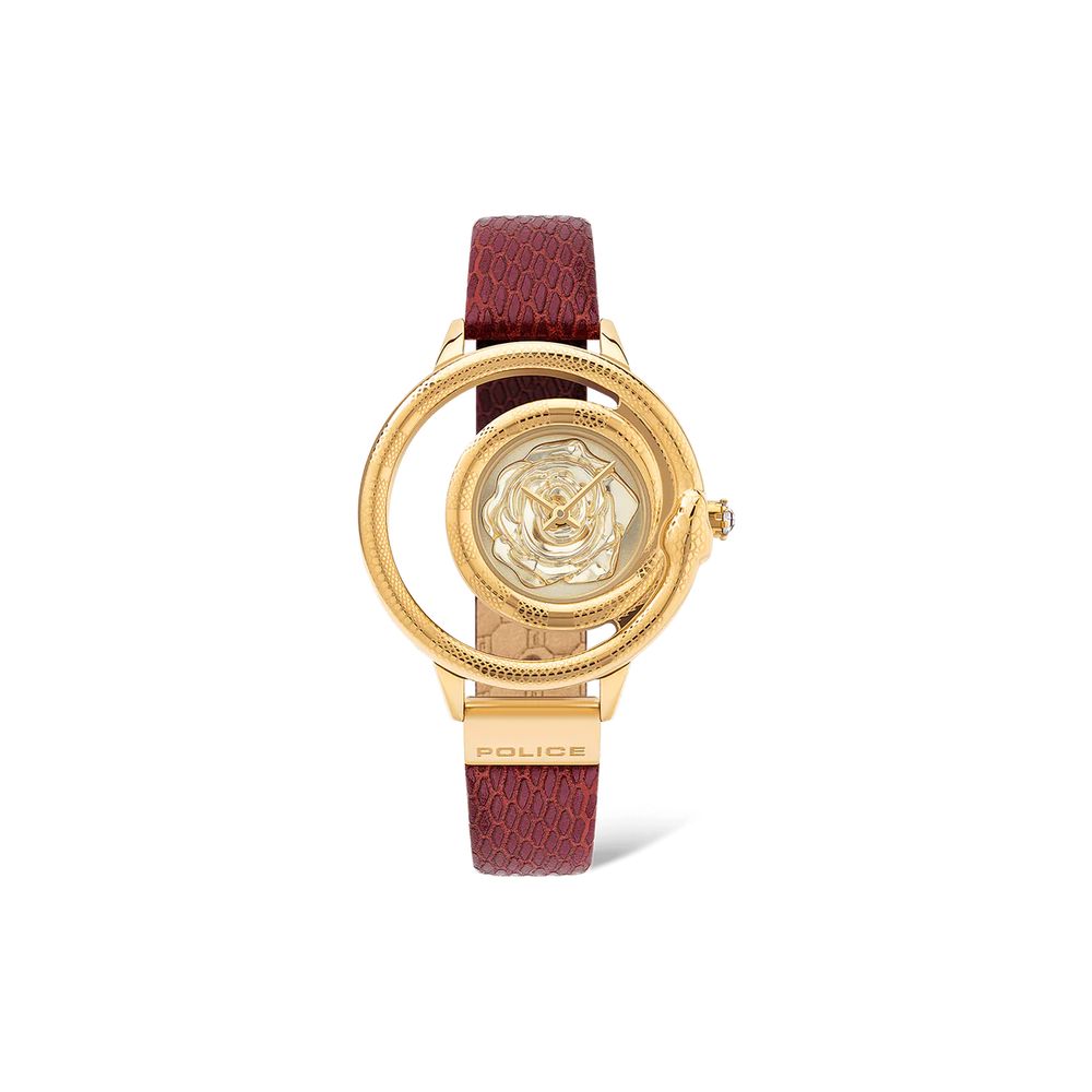 Montre en cuir rouge de police