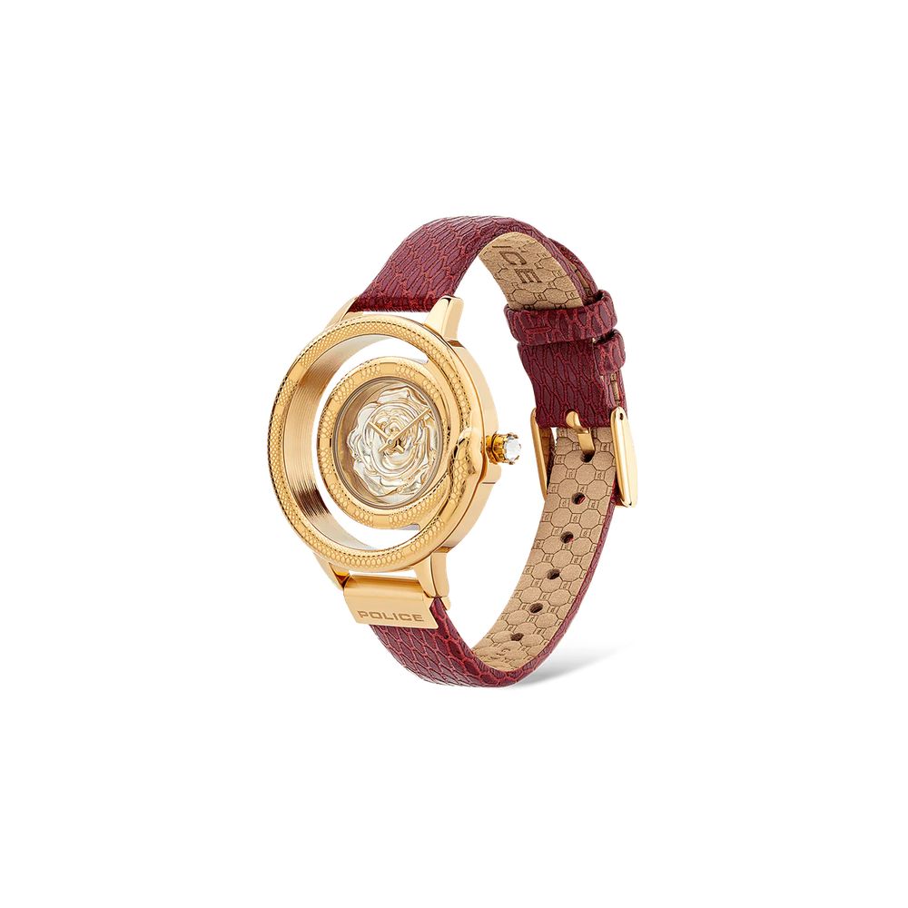 Montre en cuir rouge de police