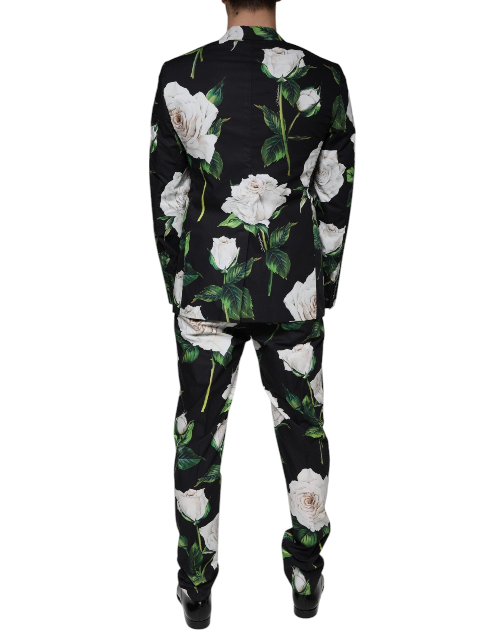 Dolce &amp; Gabbana Herren-Anzug aus schwarzer und rosafarbener Baumwolle, zweiteilig