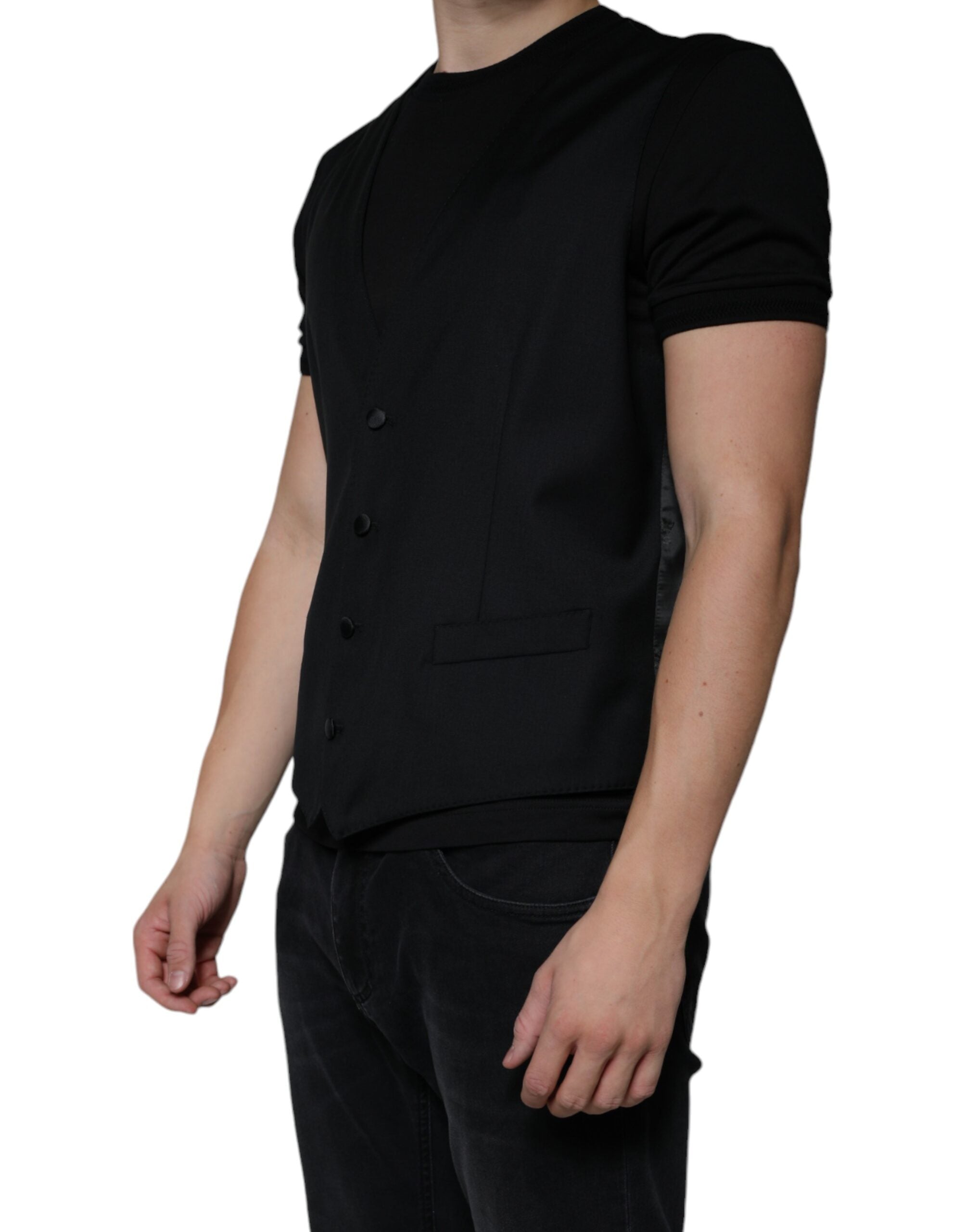 Dolce &amp; Gabbana Schwarze Wollweste, formelles Abendkleid