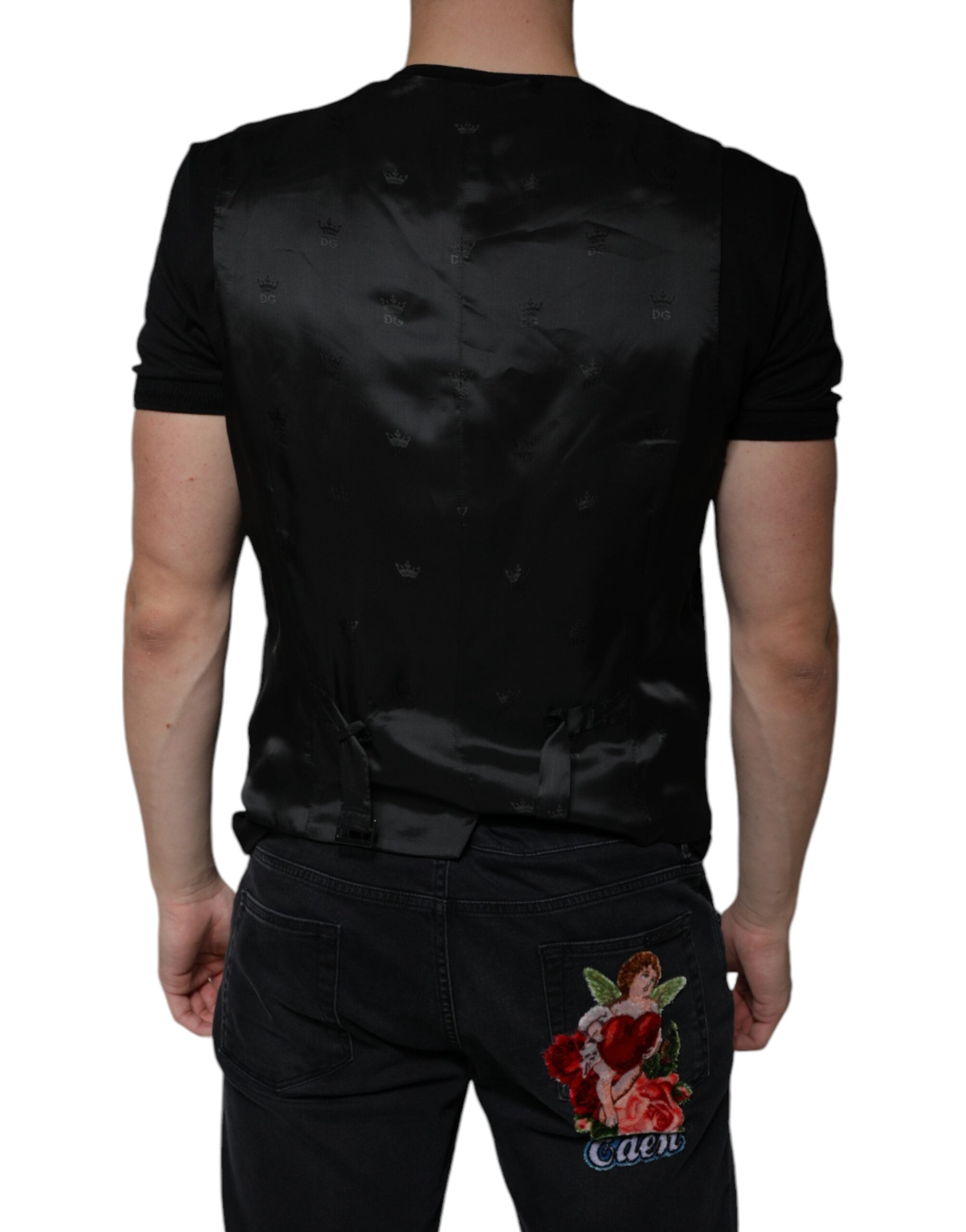 Dolce &amp; Gabbana Schwarze Wollweste, formelles Abendkleid