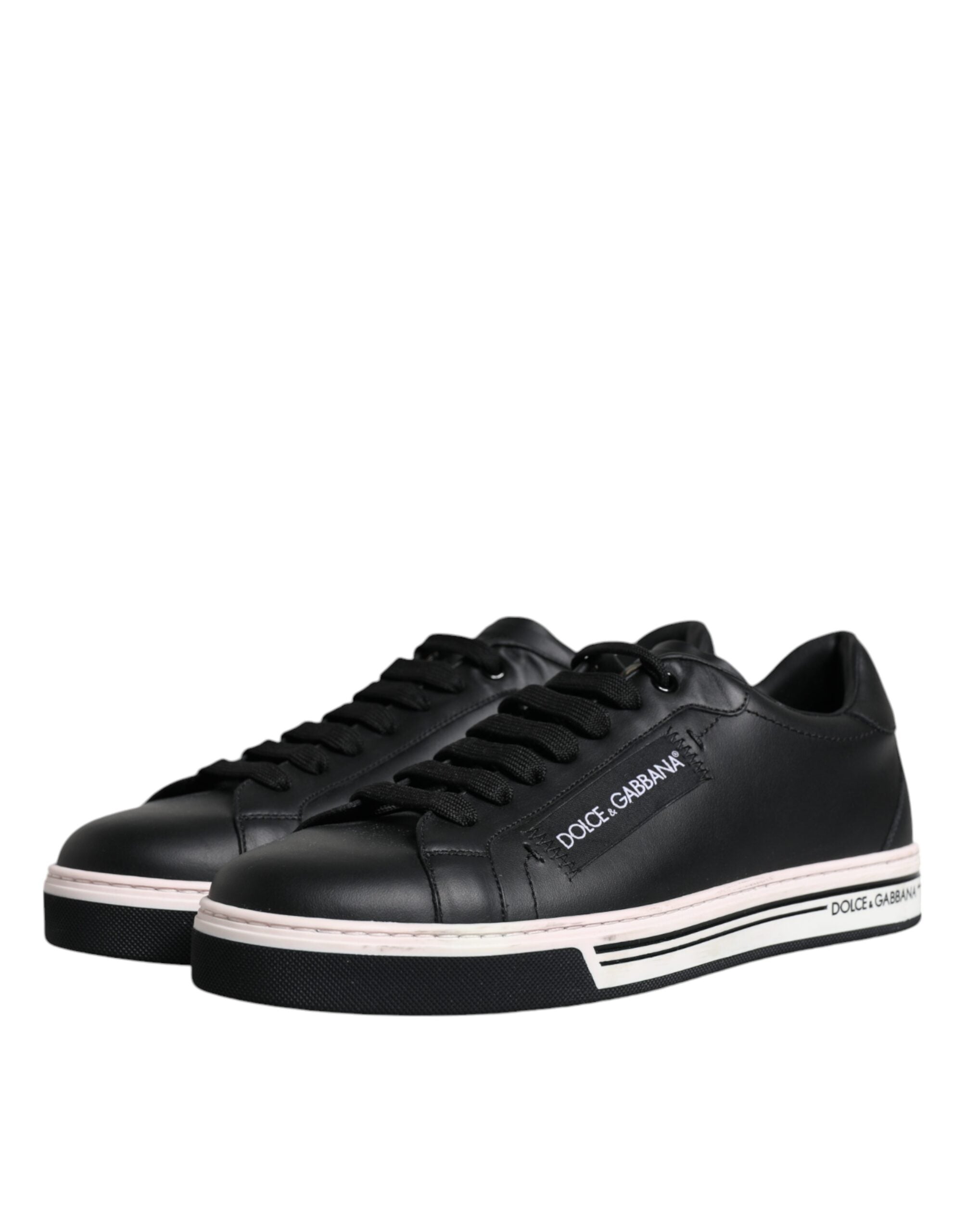 Dolce &amp; Gabbana Schwarze Leder-Sneaker für Herren (niedriger Schaft)