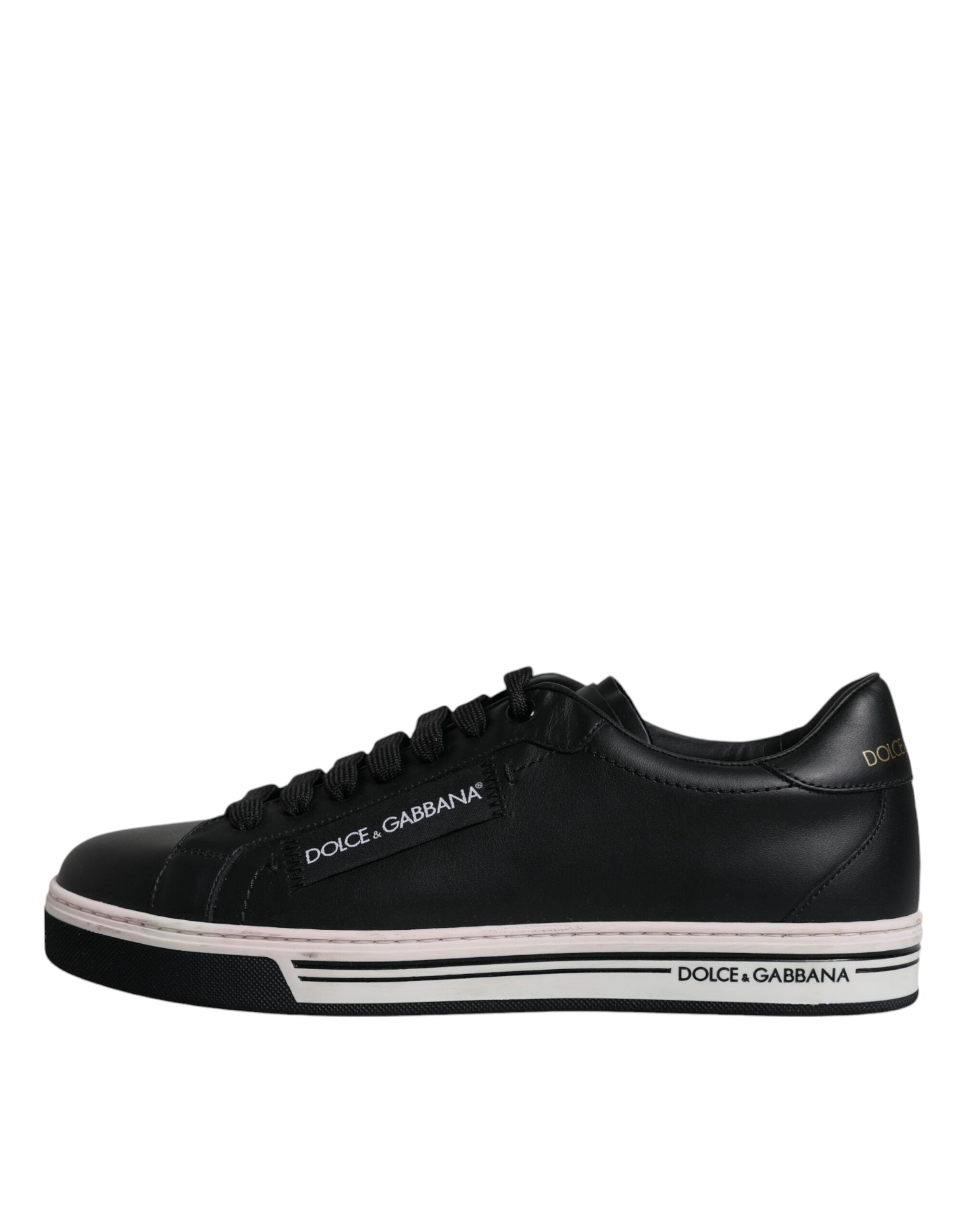 Dolce &amp; Gabbana Schwarze Leder-Sneaker für Herren (niedriger Schaft)