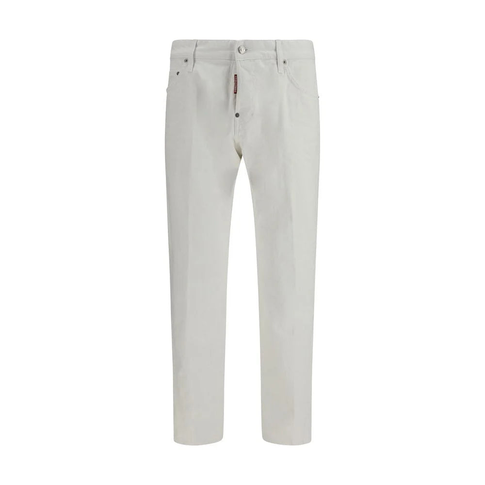 Dsquared² White Cotton Slim Fit Jeans