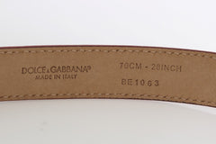 Dolce & Gabbana Pink Polka Snakeskin Silver Buckle Belt
