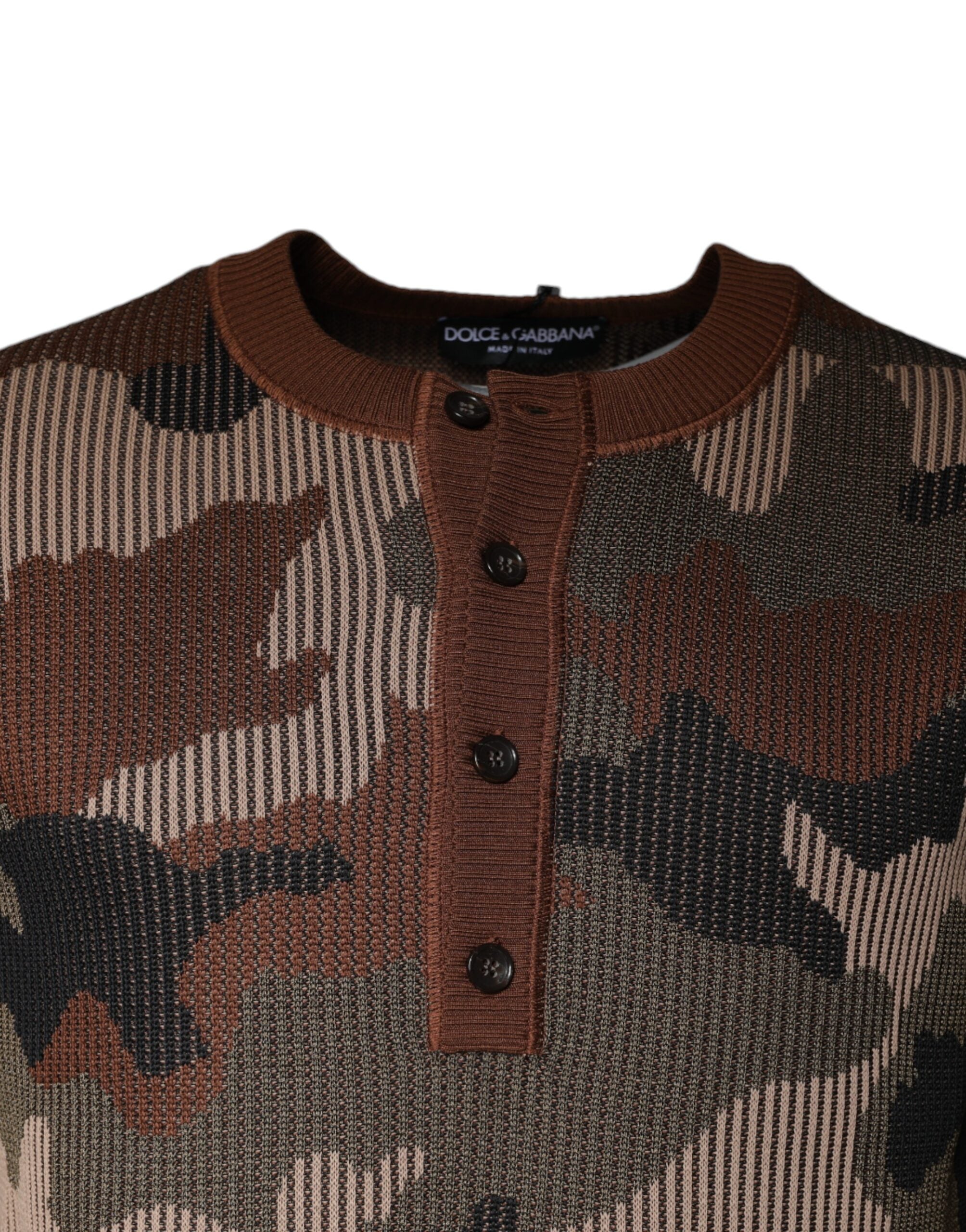 Dolce &amp; Gabbana Herrenpullover mit mehrfarbigem Camouflage-Muster
