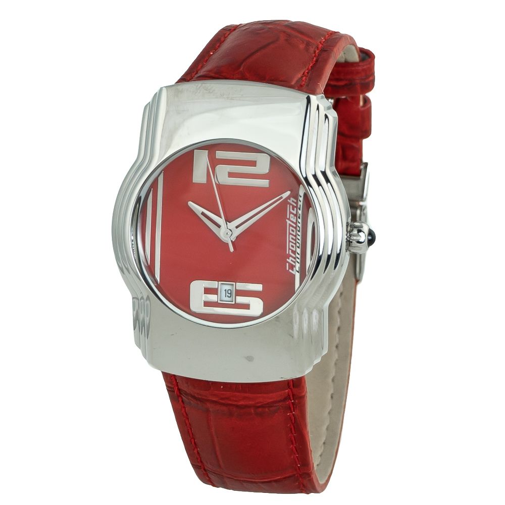 Montre Chronotech en cuir rouge