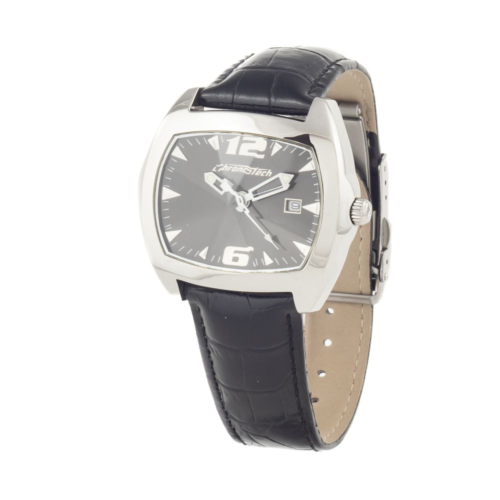 Montre Chronotech en cuir noir