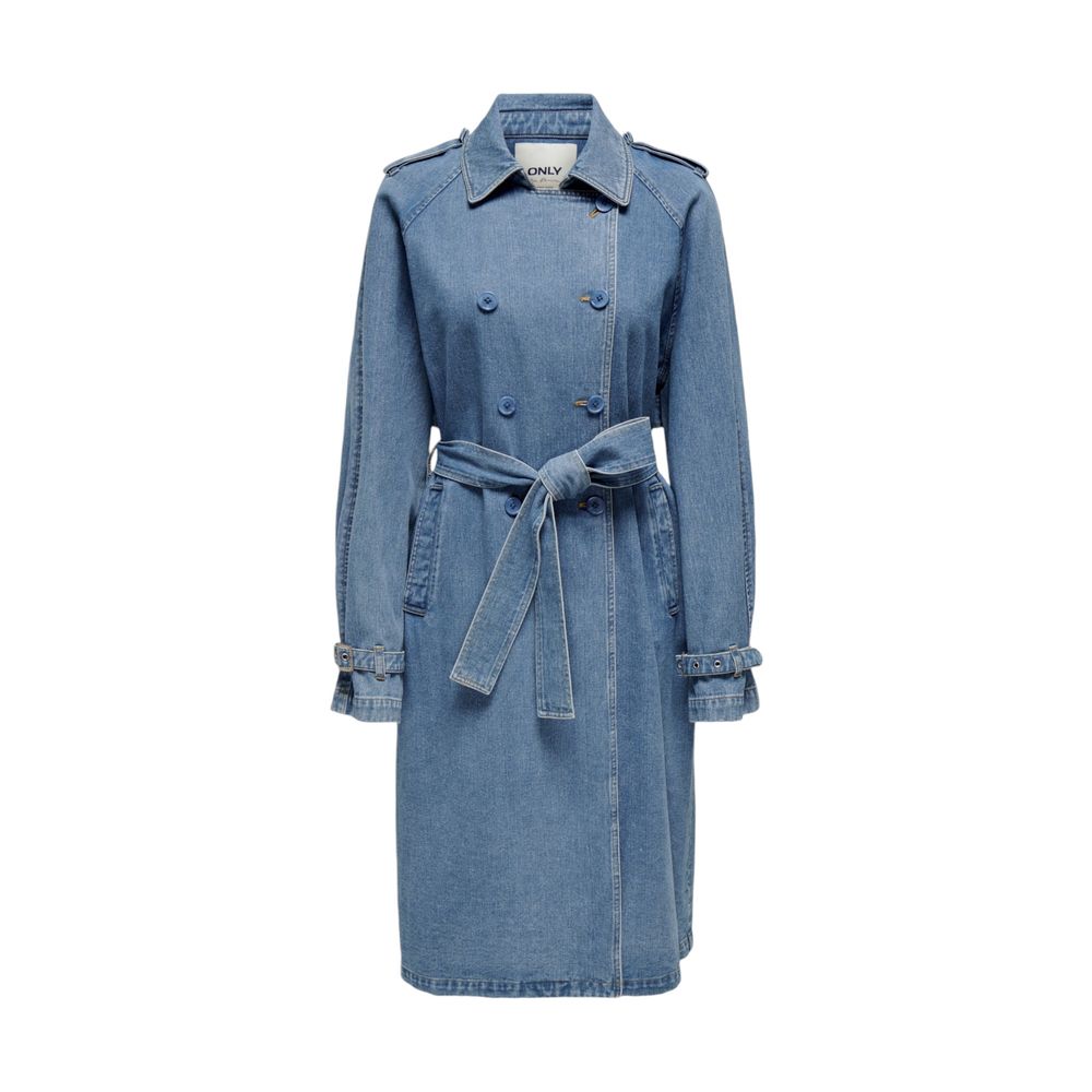 Nur blauer Baumwoll-Trenchcoat