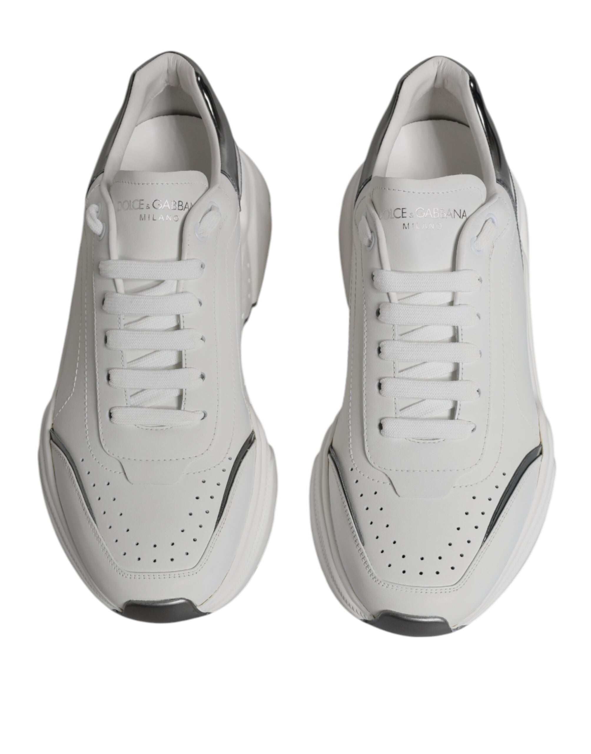 Baskets Dolce &amp; Gabbana DAYMASTER en cuir blanc argenté