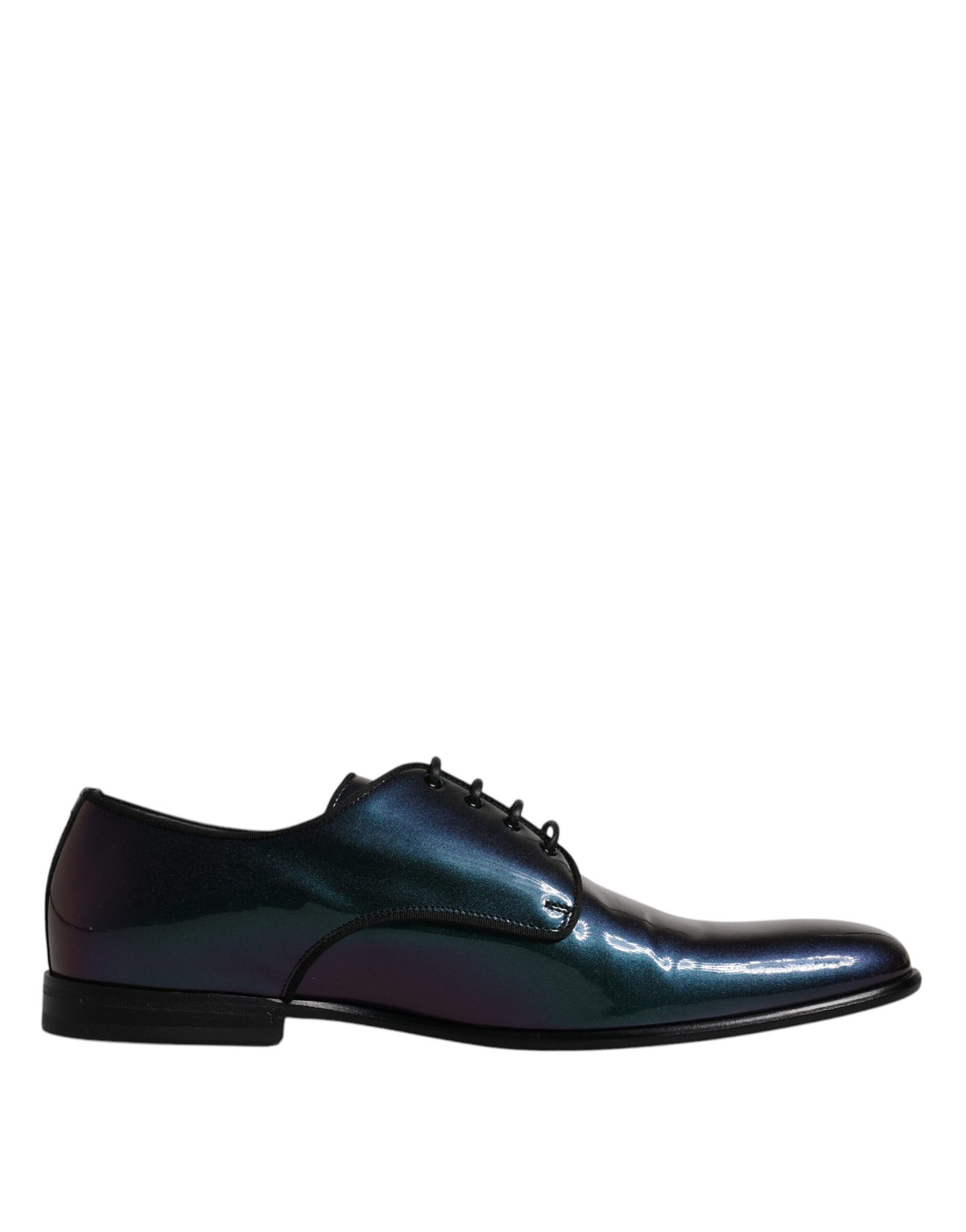 Dolce &amp; Gabbana Derby-Herrenschuhe aus Lackleder mit Pfauenmuster