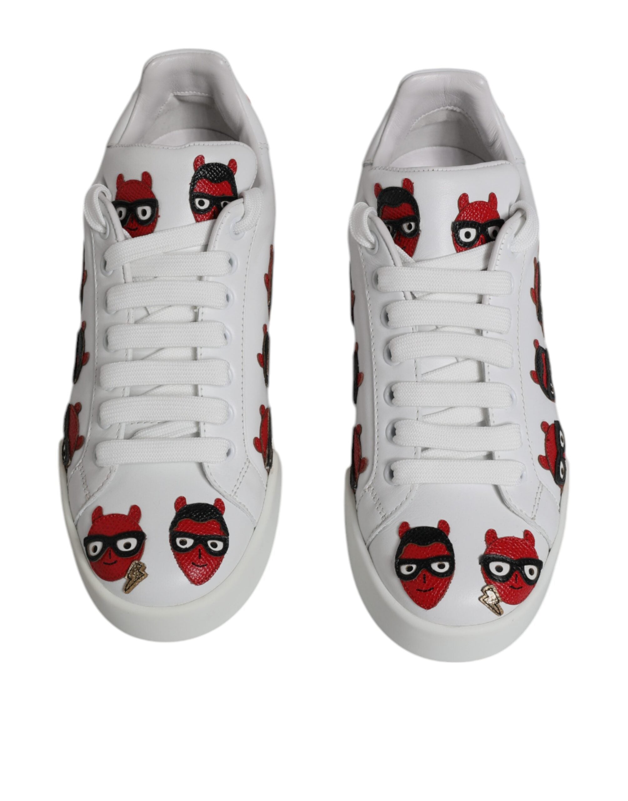 Dolce &amp; Gabbana Weiße Devil Face Portofino Sneakers Schuhe