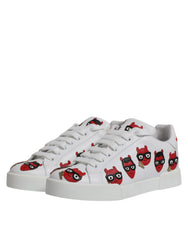 Dolce &amp; Gabbana Weiße Devil Face Portofino Sneakers Schuhe