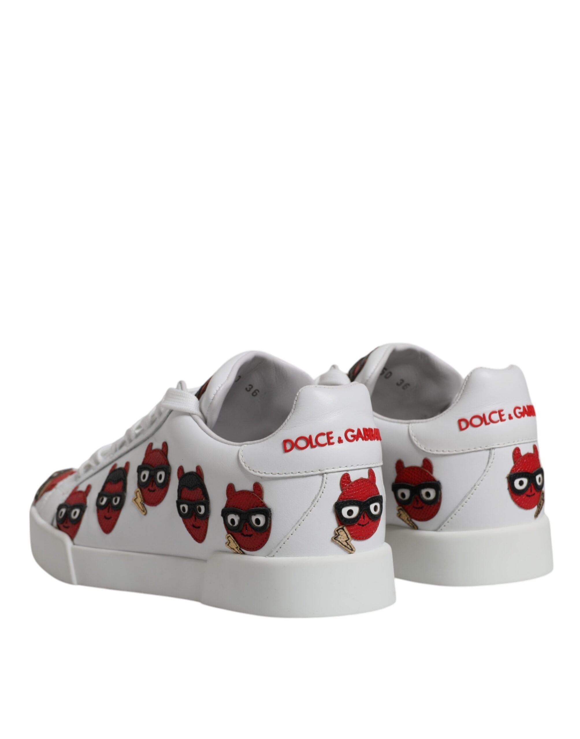 Dolce &amp; Gabbana Weiße Devil Face Portofino Sneakers Schuhe