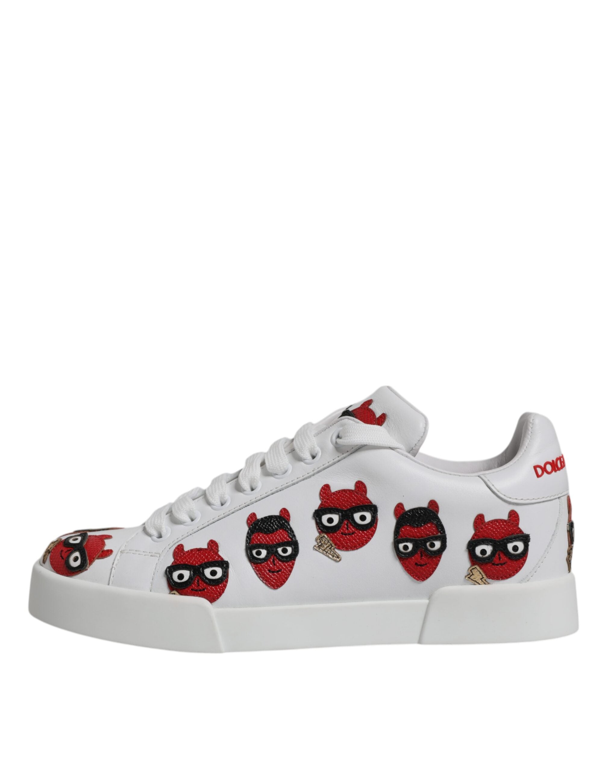 Dolce &amp; Gabbana Weiße Devil Face Portofino Sneakers Schuhe