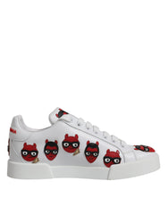 Dolce &amp; Gabbana Weiße Devil Face Portofino Sneakers Schuhe