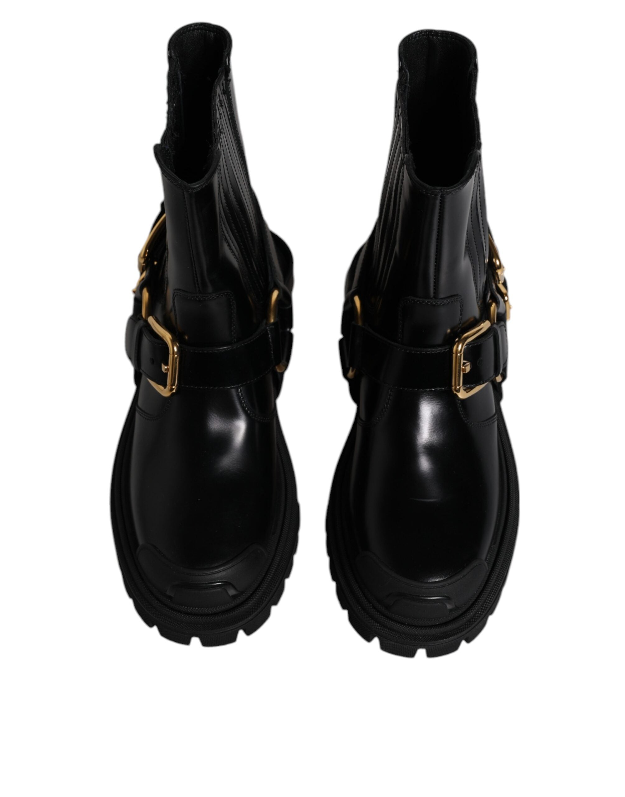 Bottes de randonnée Dolce &amp; Gabbana en cuir noir stretch à enfiler