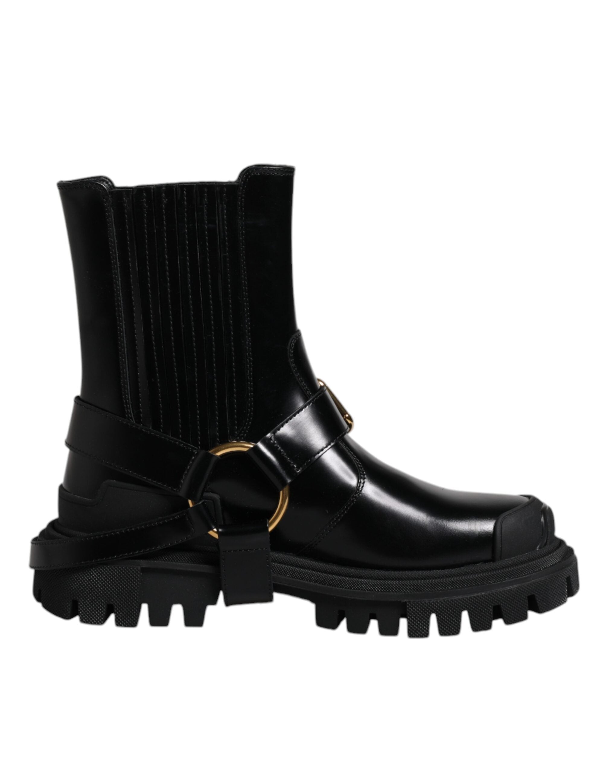 Bottes de randonnée Dolce &amp; Gabbana en cuir noir stretch à enfiler