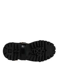 Bottes de randonnée Dolce &amp; Gabbana en cuir noir stretch à enfiler