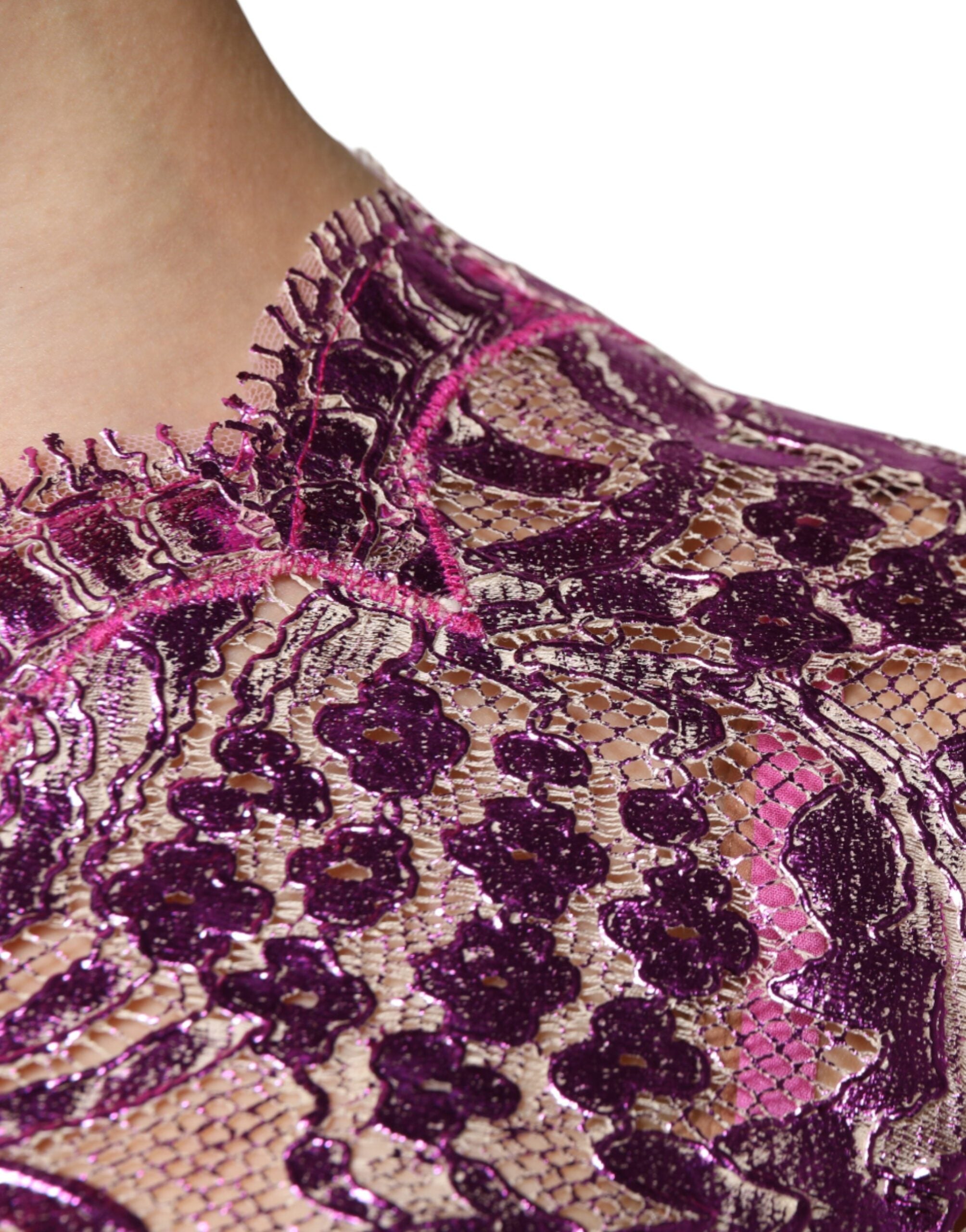 Robe fourreau mini Dolce &amp; Gabbana fuchsia métallisée à imprimé floral