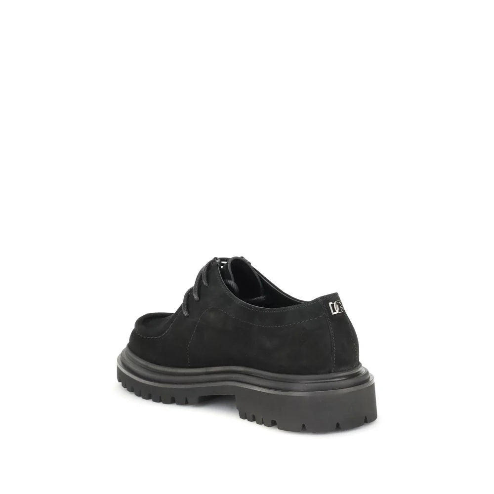 Dolce & Gabbana Black Crust Leather Oxfords And Derbies