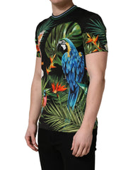 Dolce & Gabbana Black Bird Print Cotton Men Crew Neck T-shirt