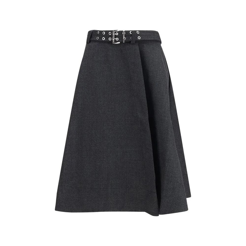 Ganni Gray Recycled Polyester Long Skirt - IT40 | M