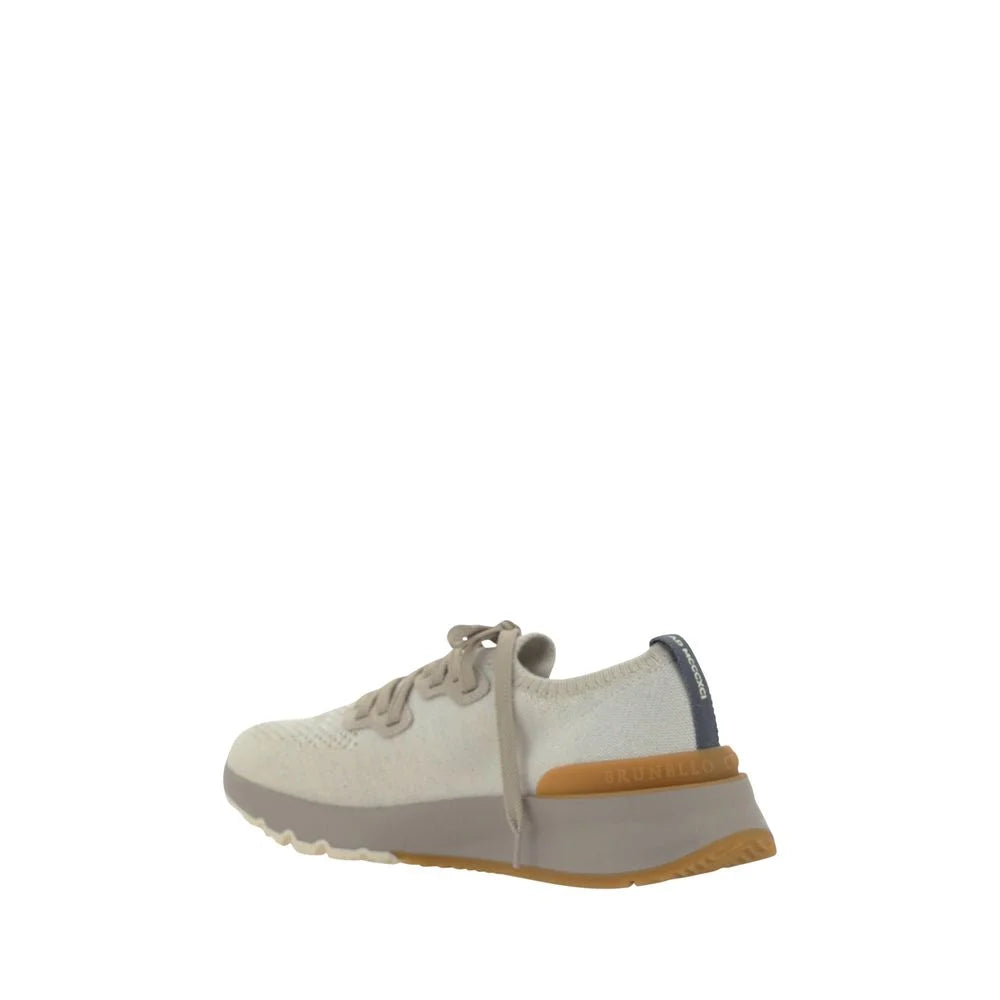 Brunello Cucinelli White Cotton Athletic Sneakers - EU45/US12