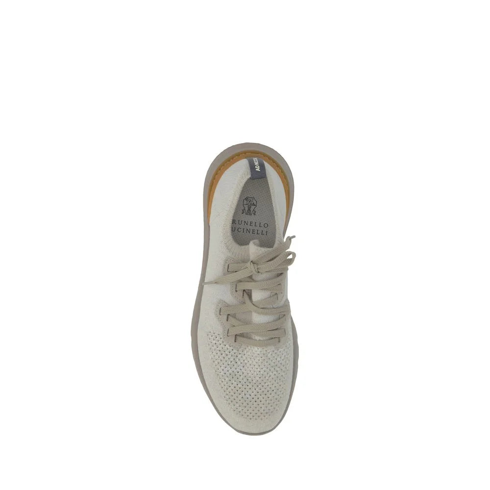 Brunello Cucinelli White Cotton Athletic Sneakers - EU45/US12