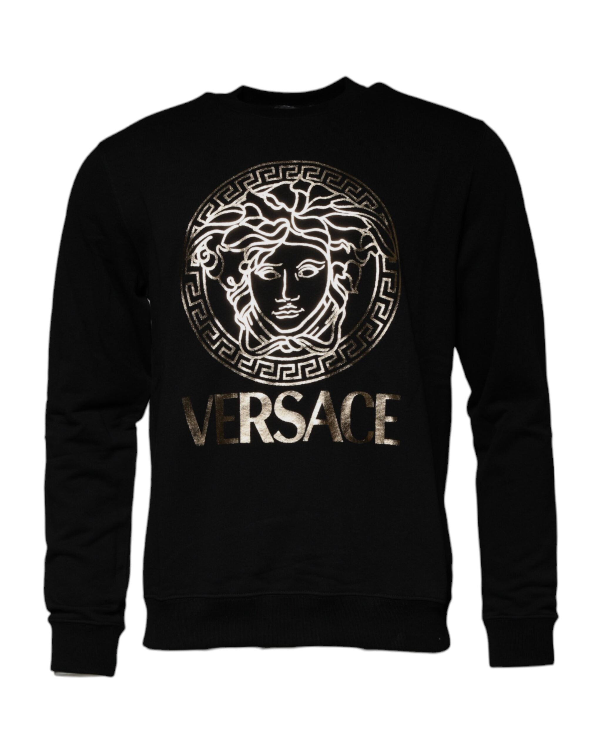 Sweat-shirt Versace noir en polaire à col rond pour homme